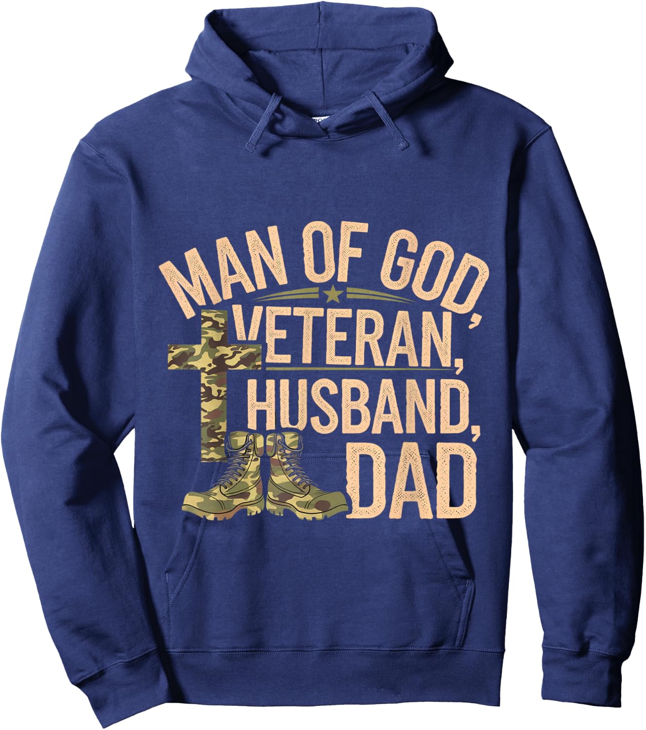 Man Of God Veteran Husband Dad Christian Jesus Camouflage Hoodie - Hoodie | Navy