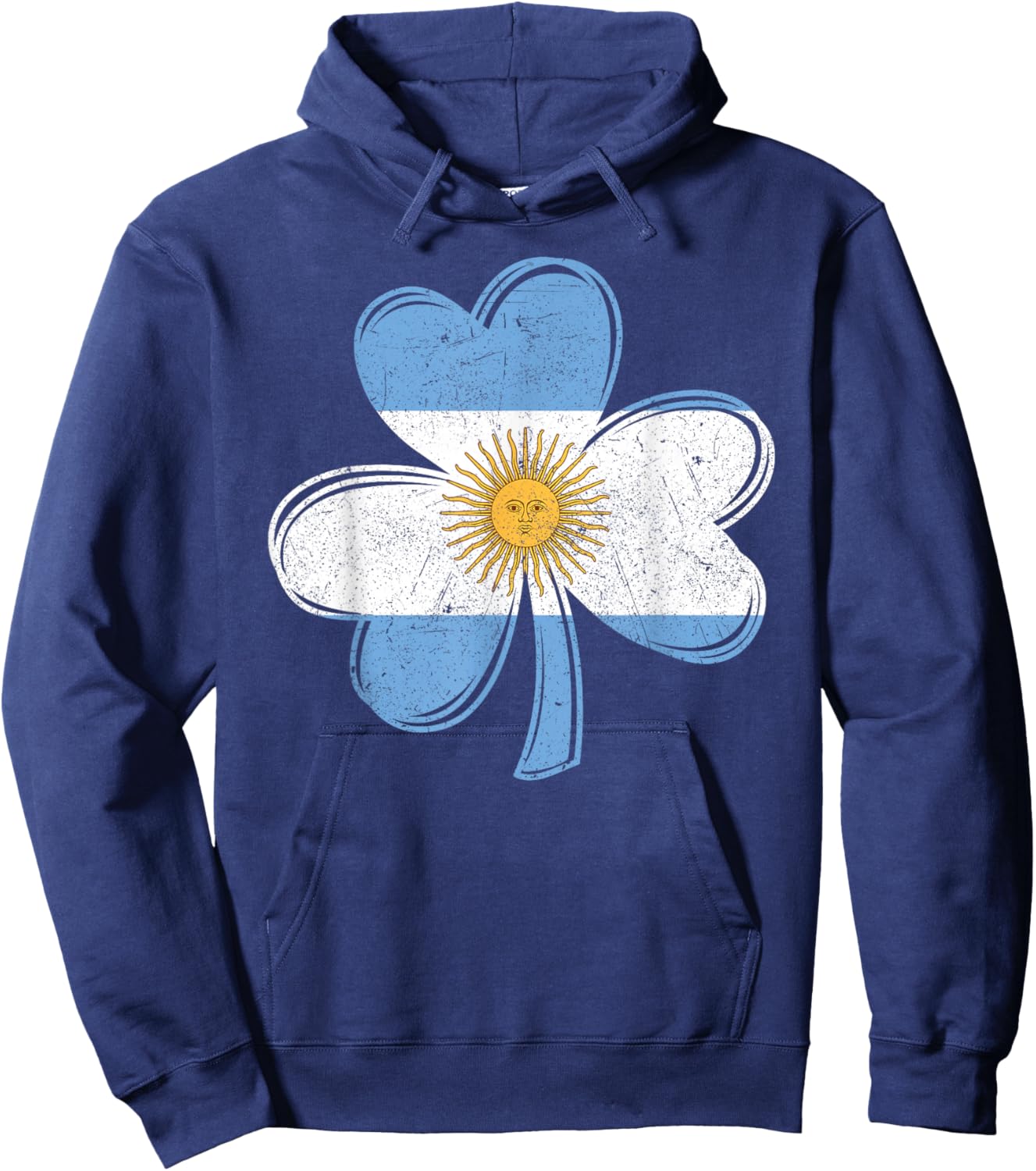 Argentina Flag Shamrock Irish Patriotic Patricks Day Retro Hoodie - Hoodie | Navy
