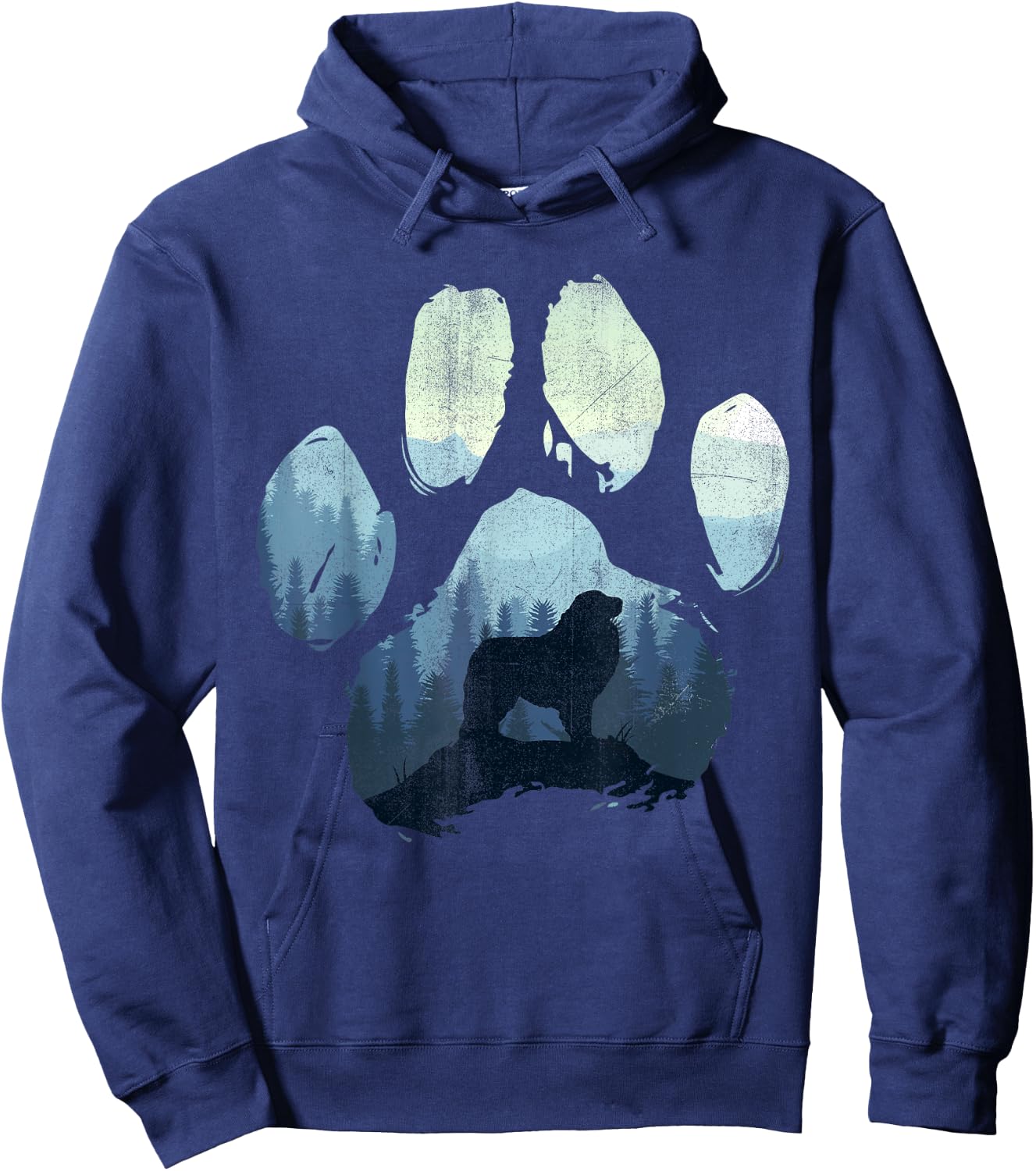 Great Pyrenees Dog Paw Mom Dad Mountains Hoodie - Hoodie | Navy