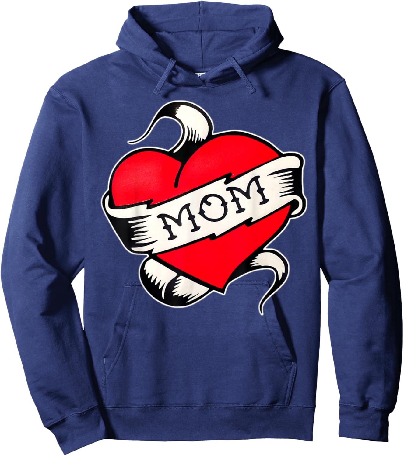 Mom Heart Traditional Old School Tattoo Flash Hoodie - Hoodie | Navy