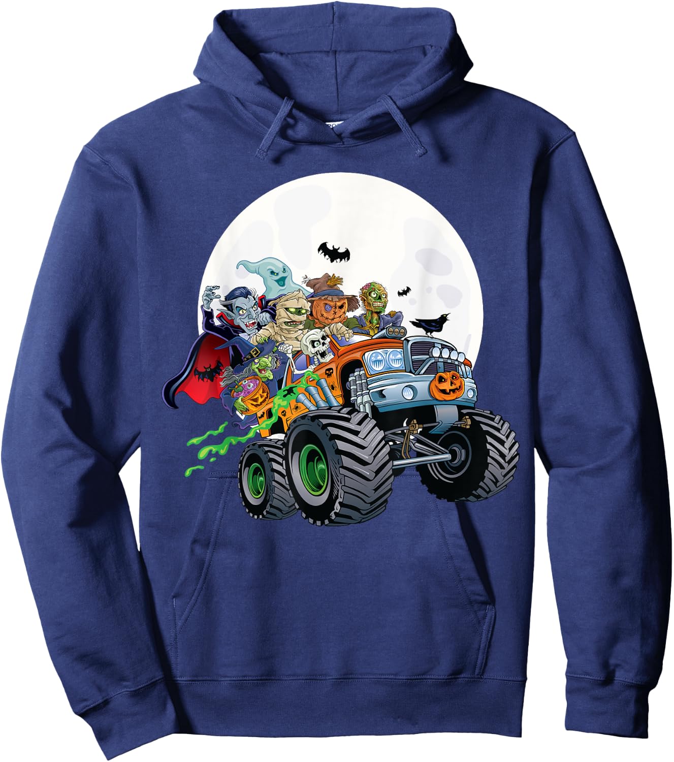 Halloween Skeleton Zombie Monster Truck Vampire Boys Kids Hoodie - Hoodie | Navy