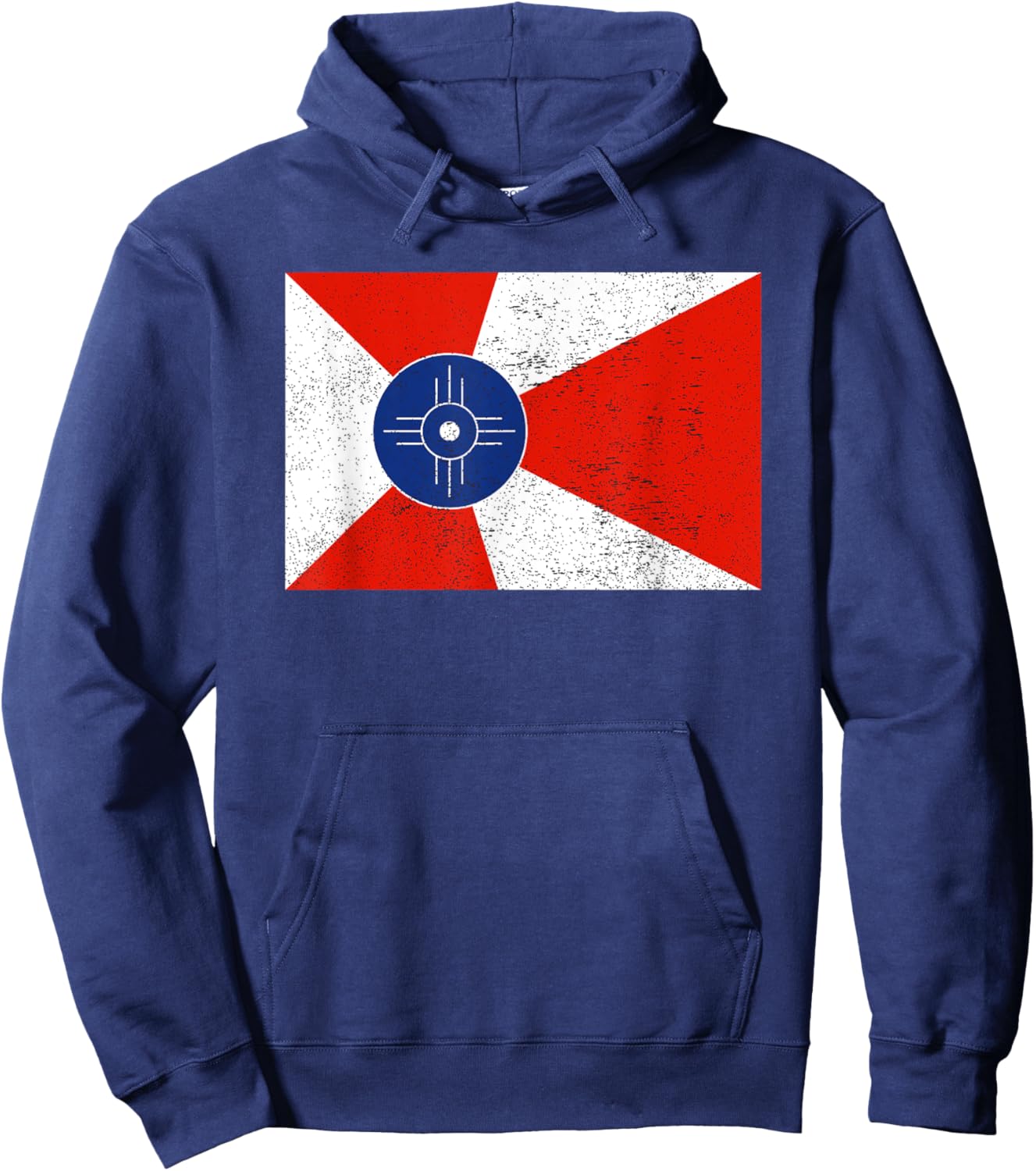 Retro Vintage Distressed Wichita Flag Kansas Home Pride Hoodie - Hoodie | Navy