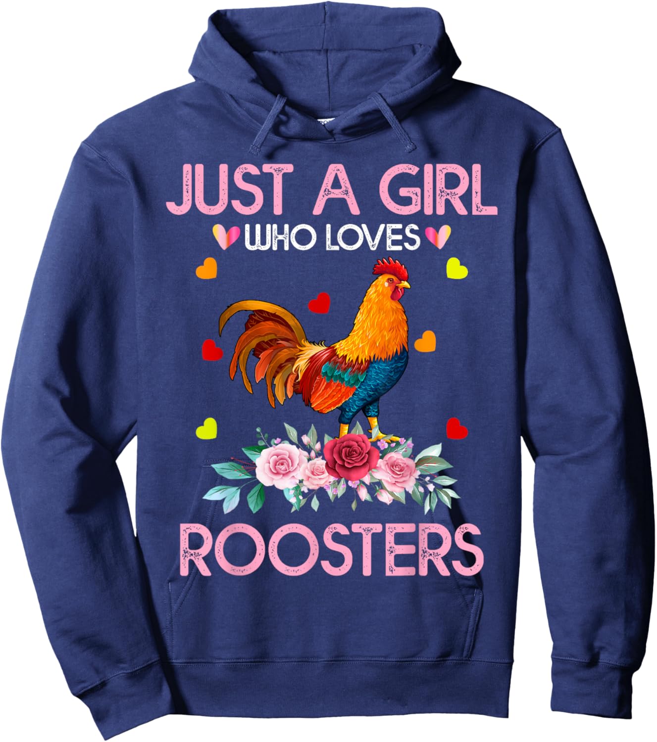 Rooster Kids, Just A Girl Who Loves Roosters Hoodie - Hoodie | Navy