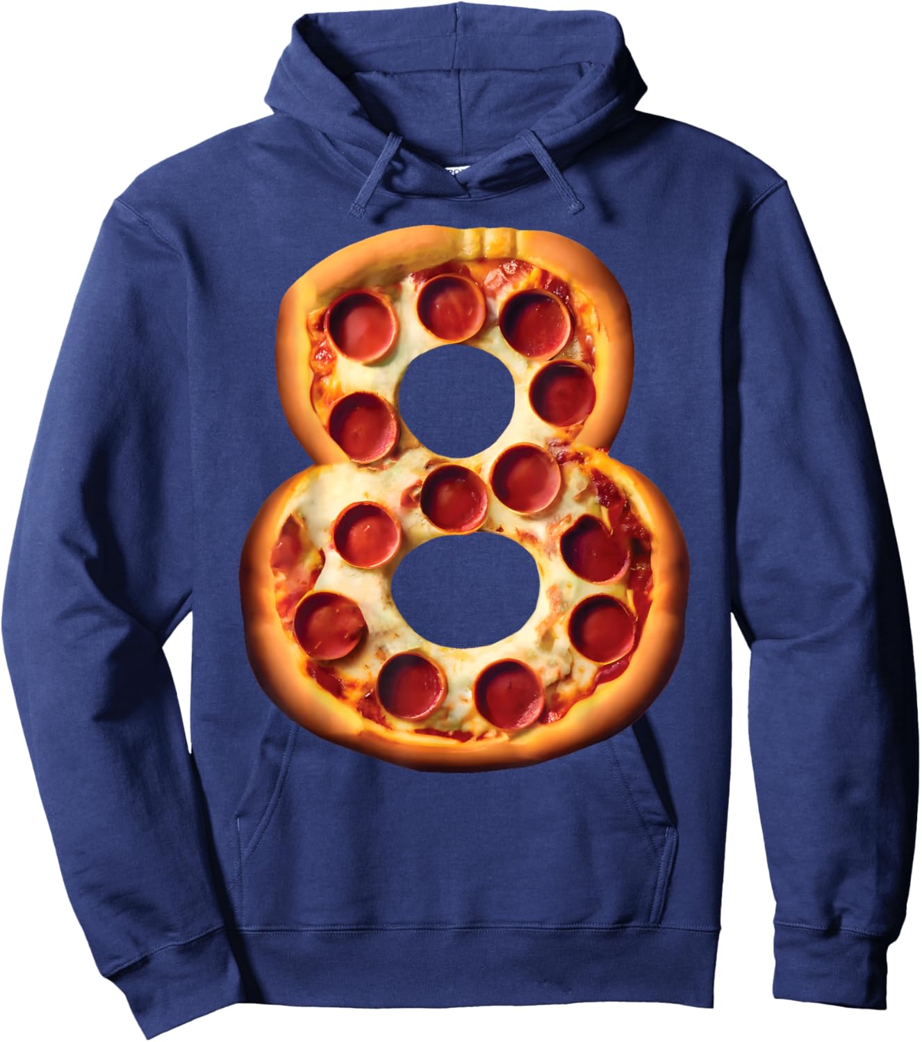 8th Birthday Pizza Party Boys Cheese Kids Pie Eight Bday Boy Hoodie - Hoodie | Navy