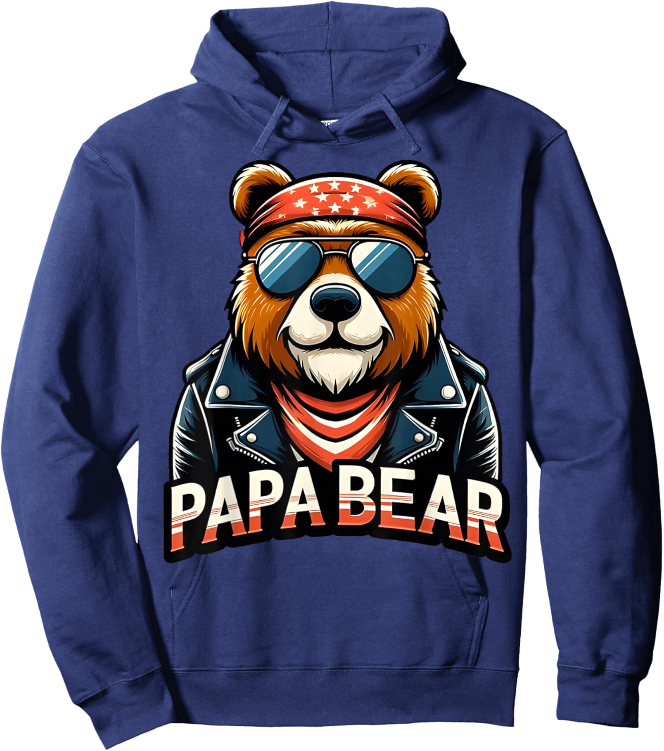 Papa Bear Shirt Fathers Day Gift Patriotic Proud Best Dad Hoodie - Hoodie | Navy