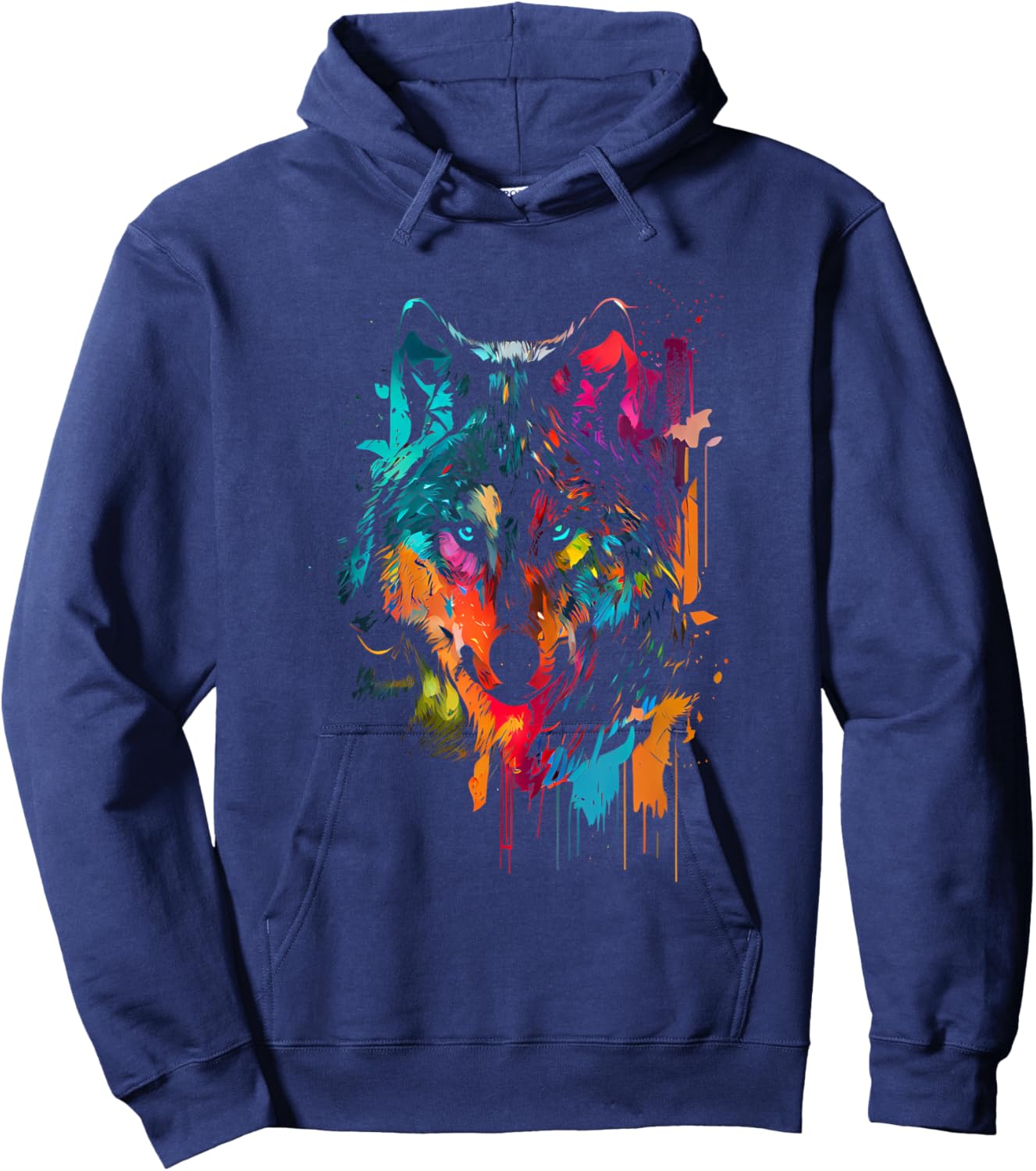 Wolf Color Colorful Hunter Forest Wolf Lover Big Wolf Hoodie - Hoodie | Navy