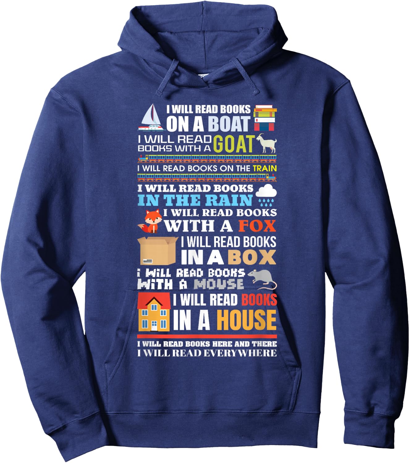 I Will Read Books On a Boat Reading Gift Readers Hoodie - Hoodie | Navy
