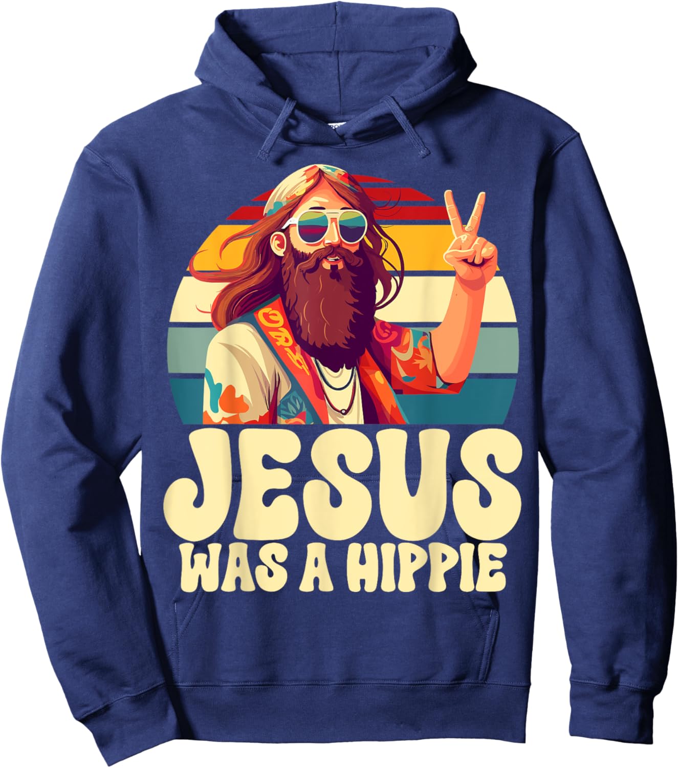 Jesus was a Hippie , Small, Black Hoodie - Hoodie | Navy