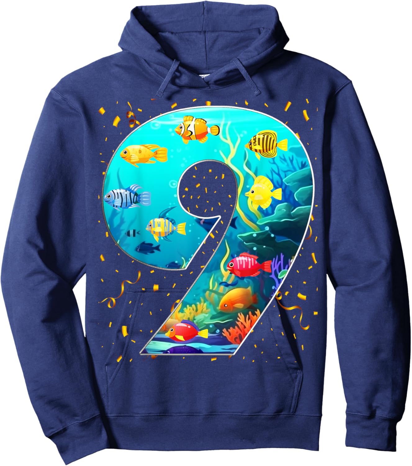 9th Birthday Party 9 Year Old Sea Fish Aquarium Birthday Boy Hoodie - Hoodie | Navy