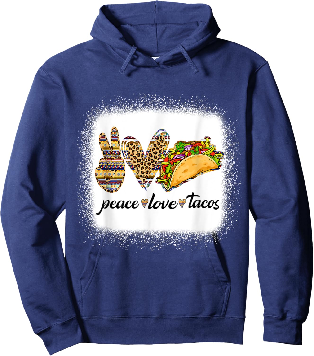Peace Love Tacos Shirt Cute Taco Tuesday Mexican Food Lovers Hoodie - Hoodie | Navy