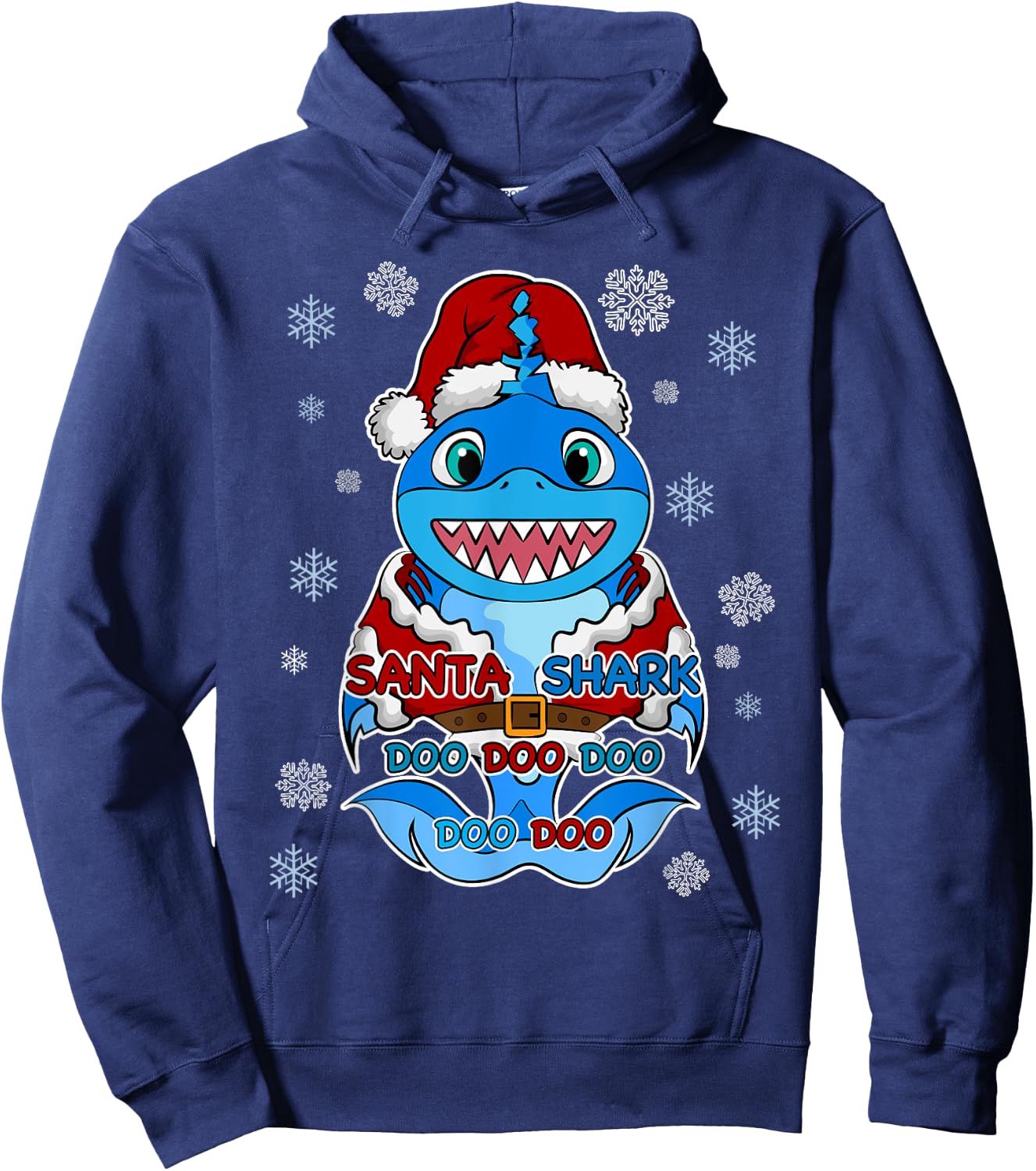 Santa Shark, Shark in a Santa Suit, Christmas Shark Hoodie - Hoodie | Navy