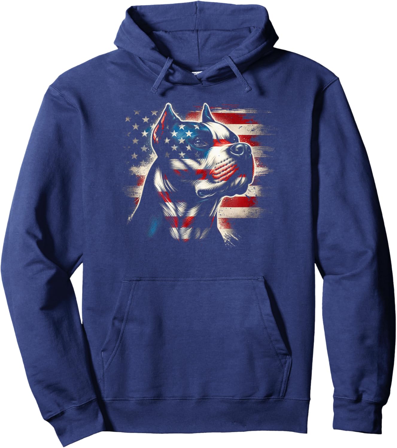 4th Of July American Flag Patriotic Pitbull Terrier Hoodie - Hoodie | Navy