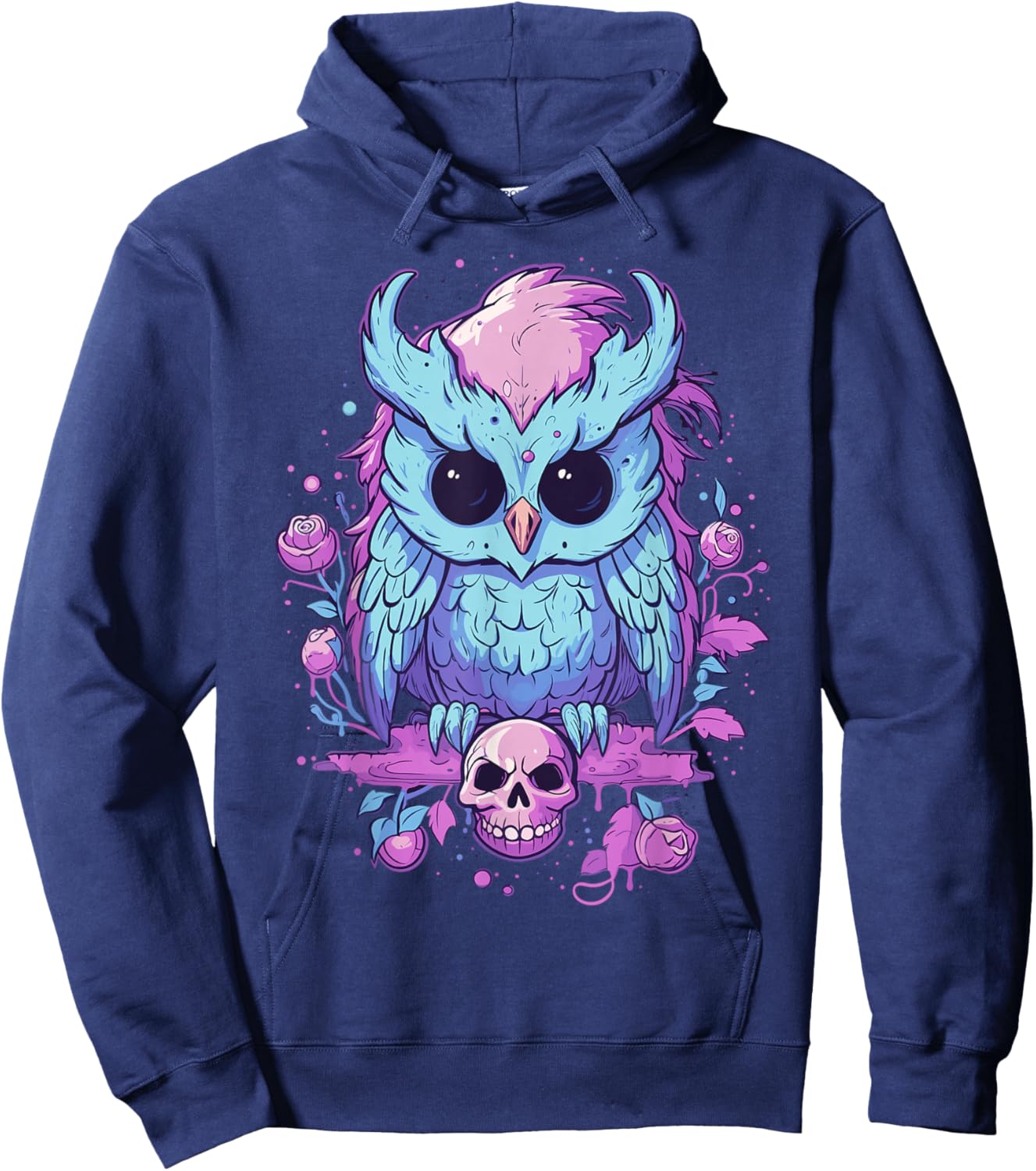 Pastel Goth Owl Kawaii Cute Creepy Halloween Anime Hoodie - Hoodie | Navy