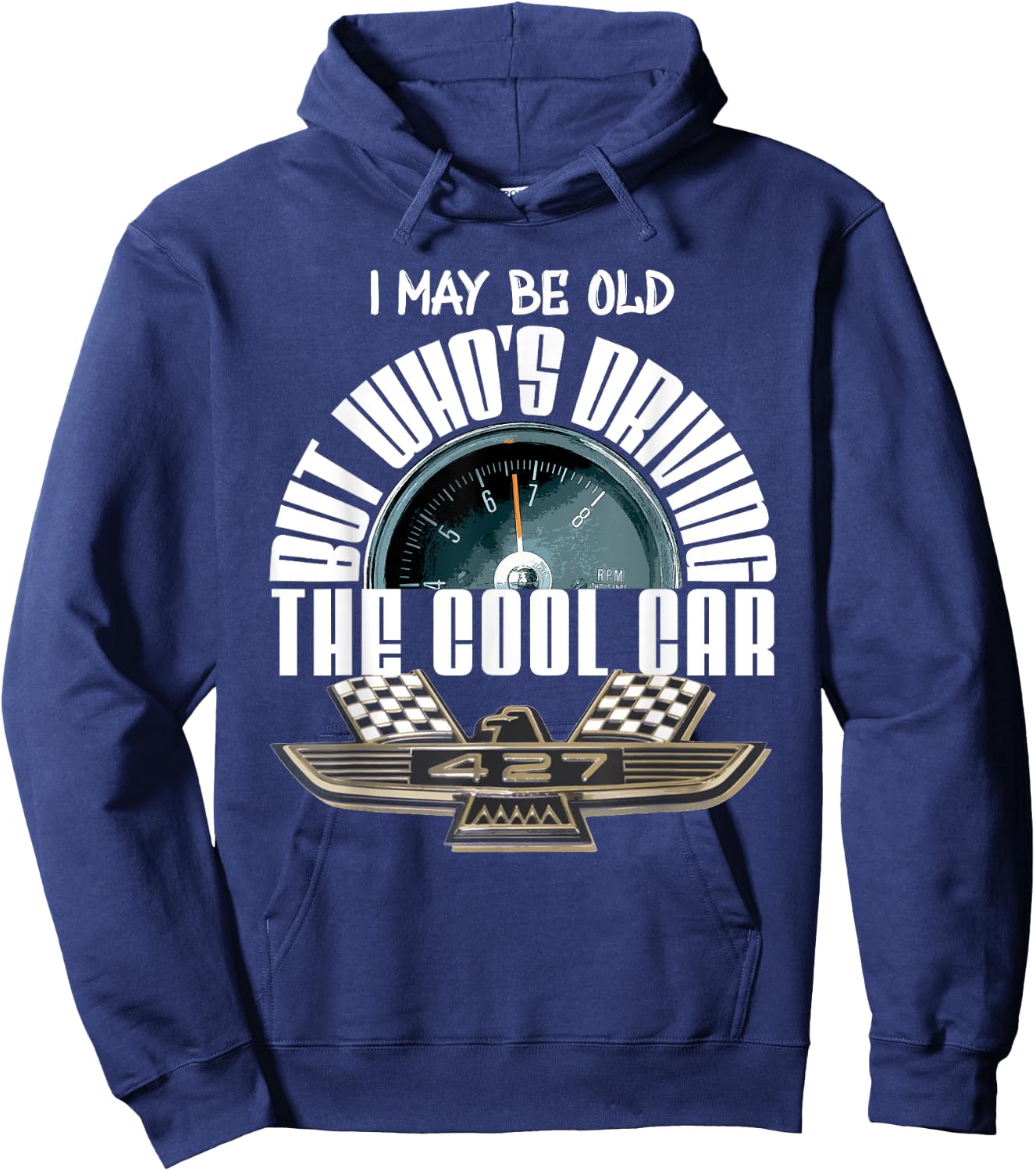 American Classic Tbird 427 Muscle Car Cool Tachometer Hoodie - Hoodie | Navy