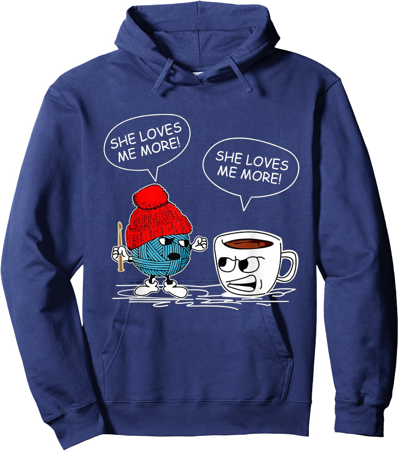 She Loves Me More Crochet Yarn And Coffee Funny Crocheting Hoodie - Hoodie | Navy