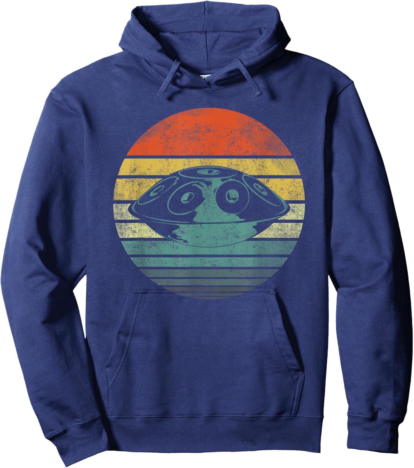 Handpan Hang Drum Musik Yoga Relax Sunset Retro Hoodie - Hoodie | Navy