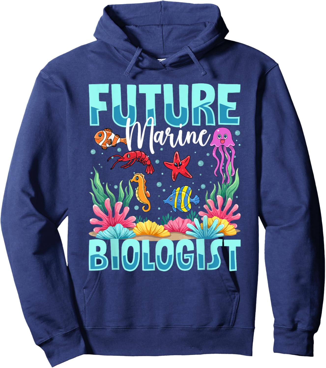 Future Marine Biologist Ocean Life Kids Hoodie - Hoodie | Navy