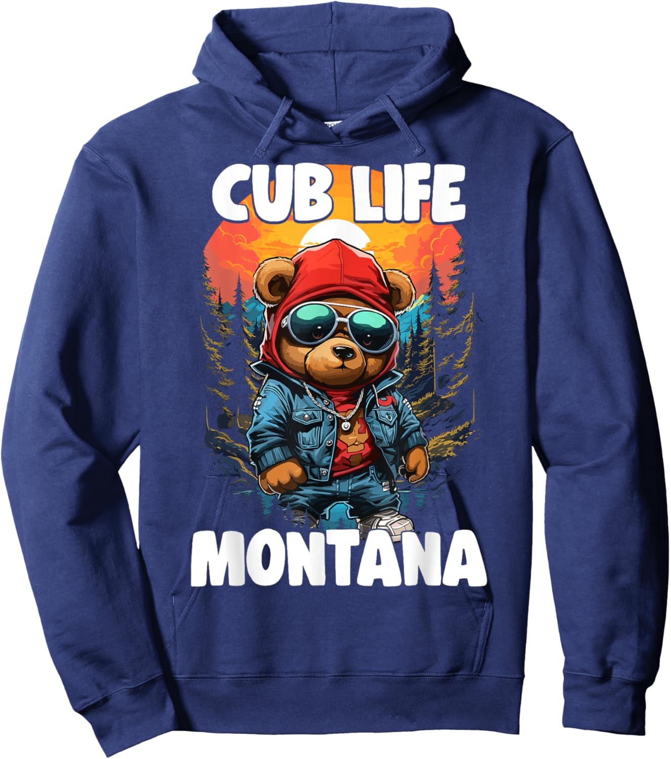 Montana Grizzly Brown Bear Cub For Kids Women Hoodie - Hoodie | Navy