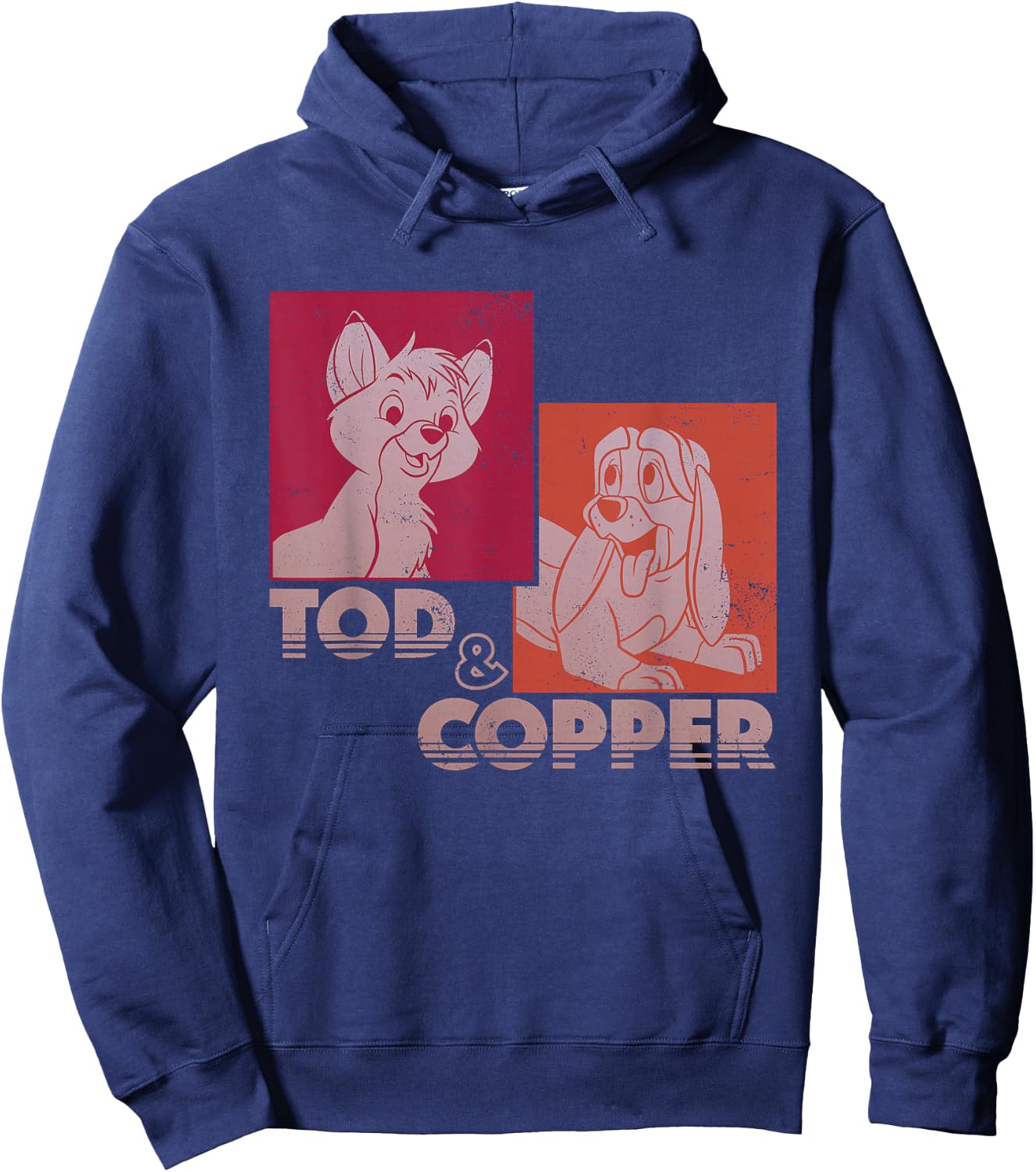 Disney The Fox and The Hound Tod & Copper Retro Small Hoodie - Hoodie | Navy