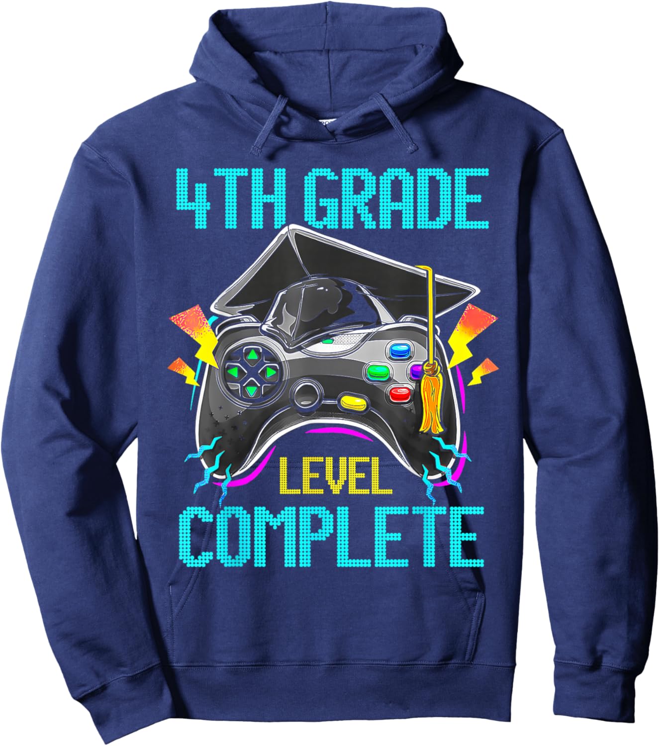 4th Grade Level Complete Last Day Of School Graduate Boys Hoodie - Hoodie | Navy