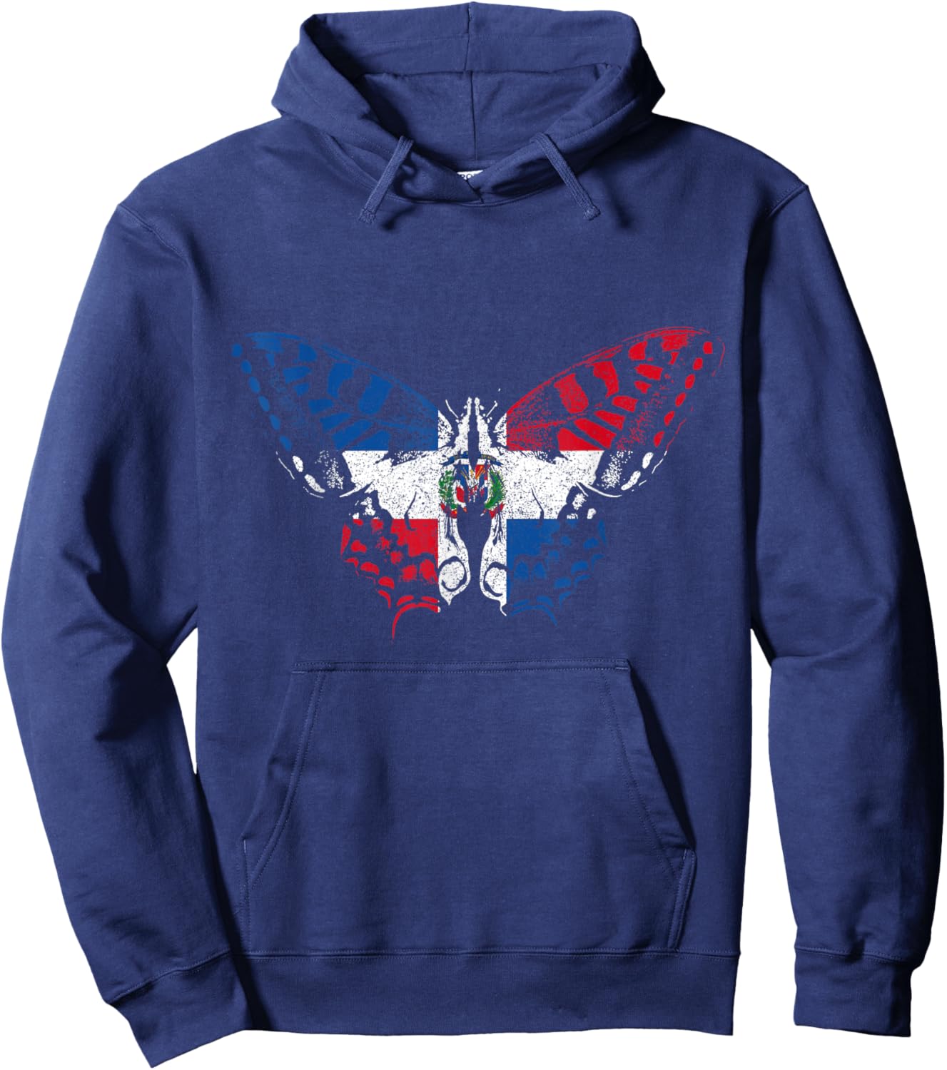 Dominican Republic Pride Butterfly Dominican Flag Vintage Hoodie - Hoodie | Navy