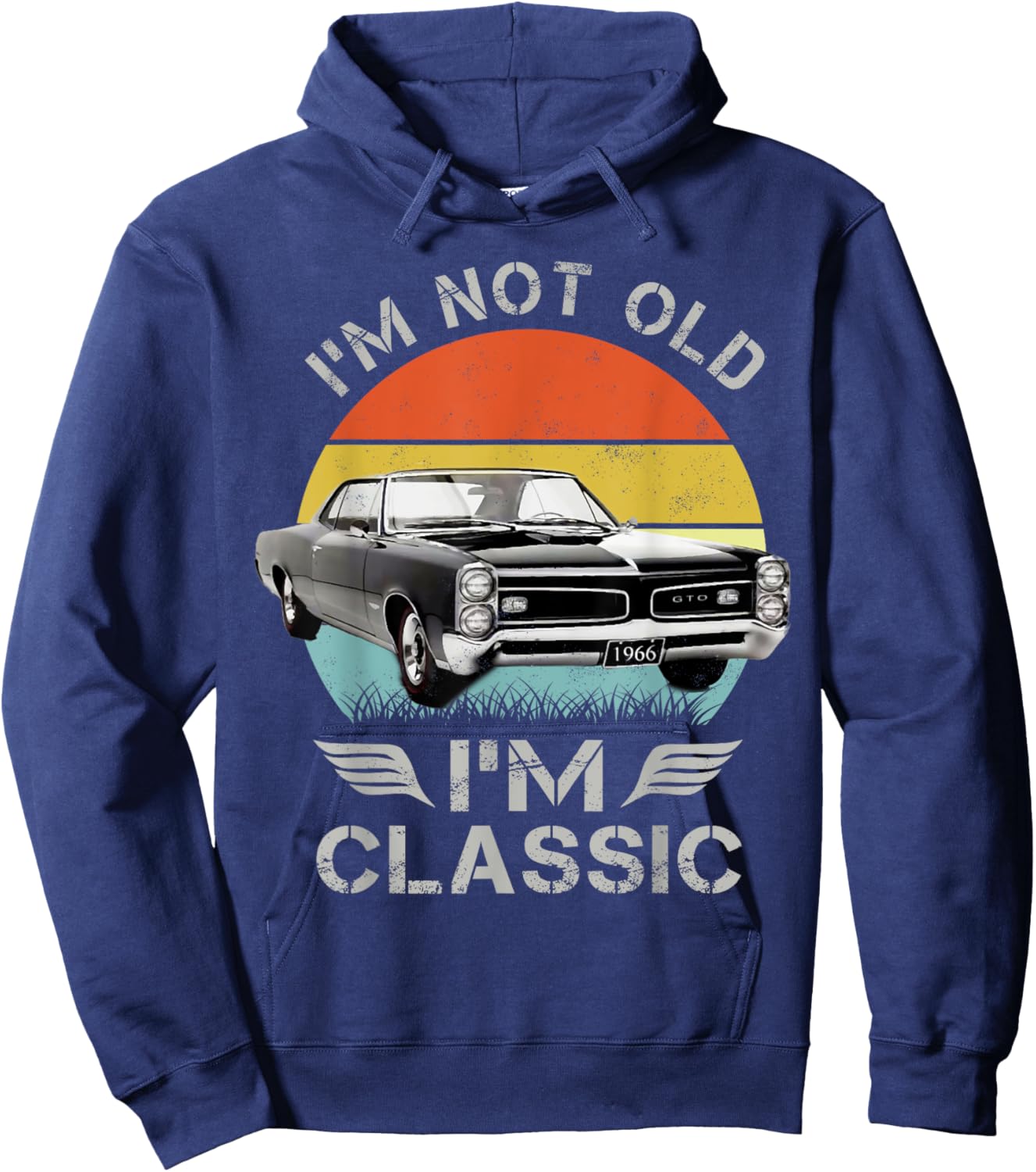 1966 66 GTO Classic Car Old School Muscle Car Hoodie - Hoodie | Navy
