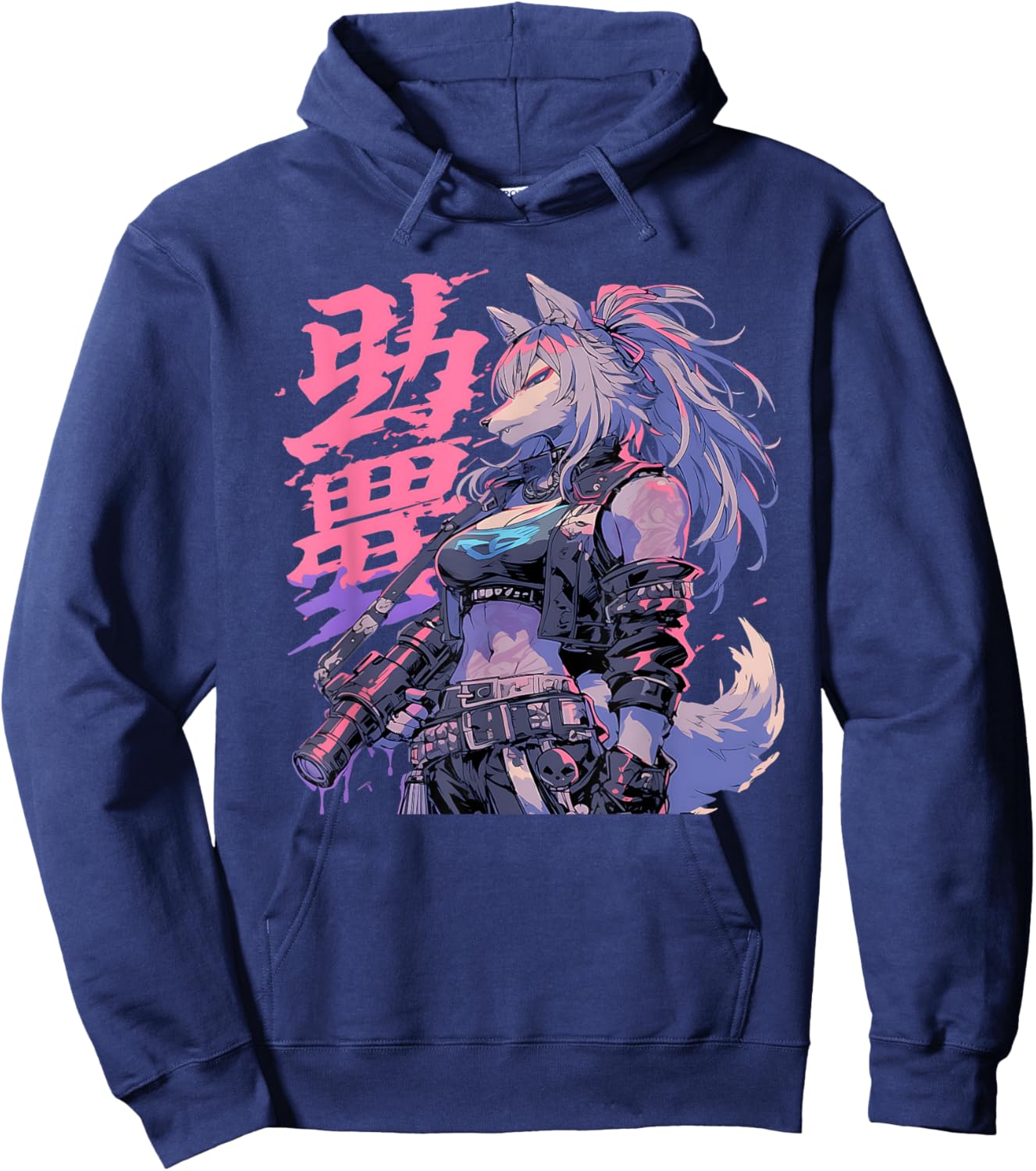 Goth Grunge Demon Anime Furry Wolf Horror Alt Aesthetic , Small, Black Hoodie - Hoodie | Navy