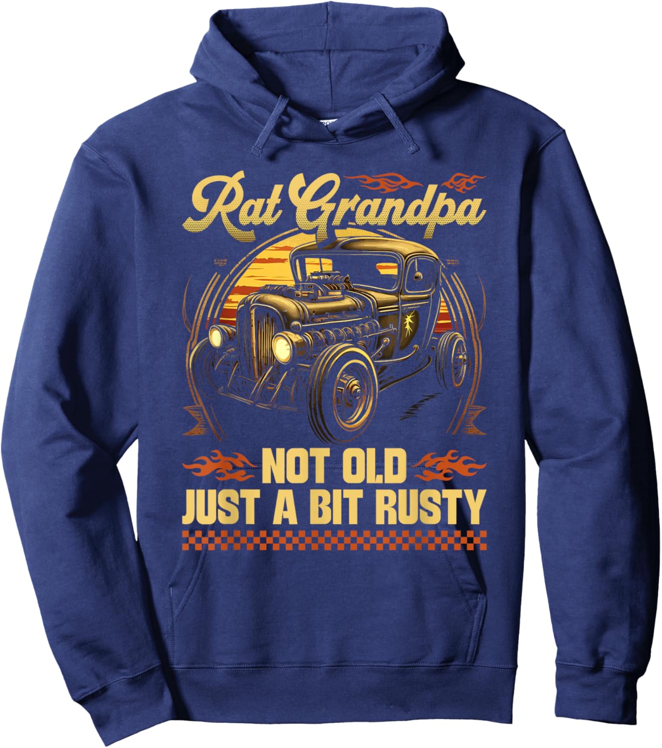 Hot Rod Grandfather Quote, Vintage Rat Rod Grandpa Hoodie - Hoodie | Navy