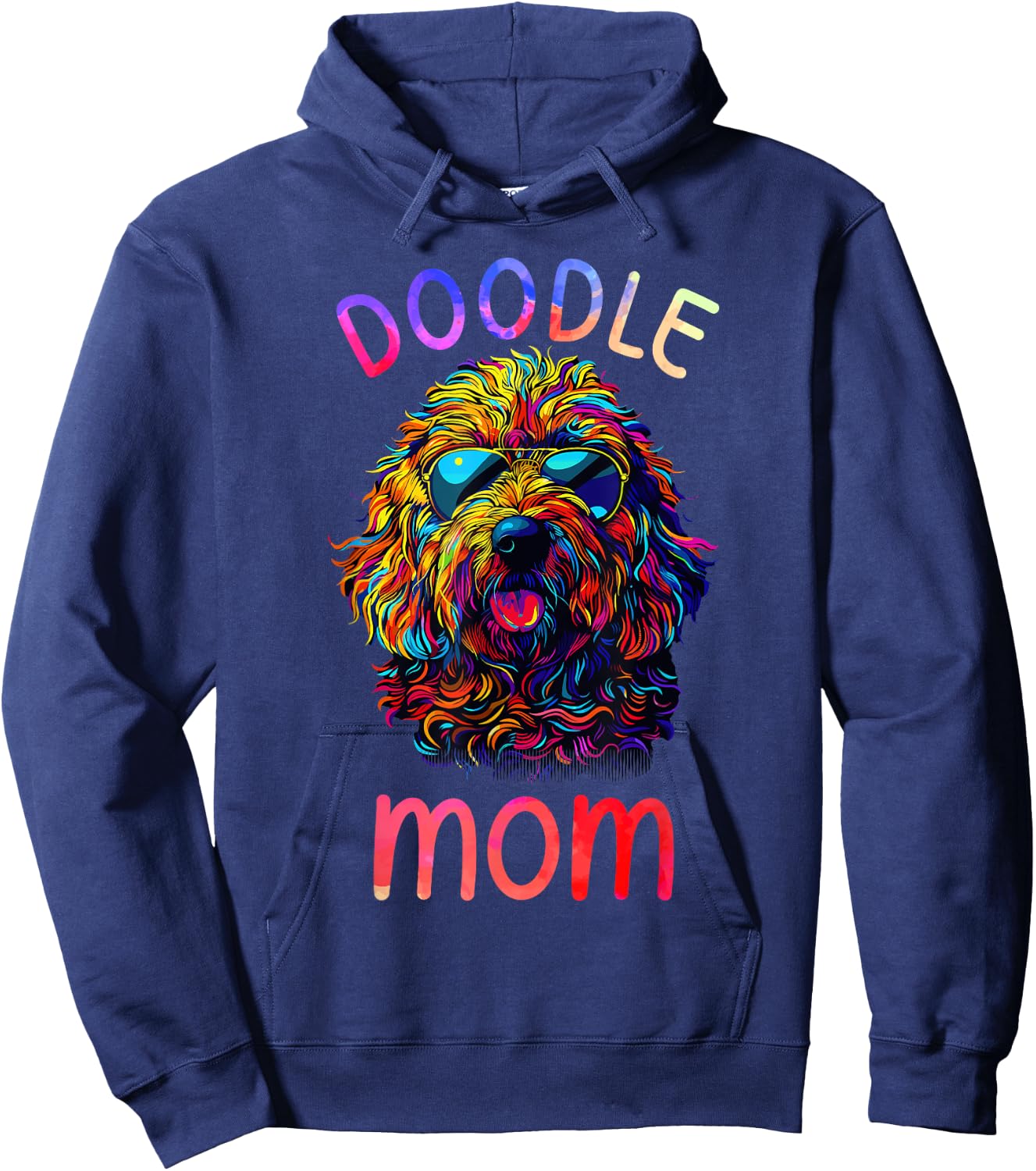 Goldendoodle Lovers Pop Art Sunglasses Goldendoodle Mom Hoodie - Hoodie | Navy