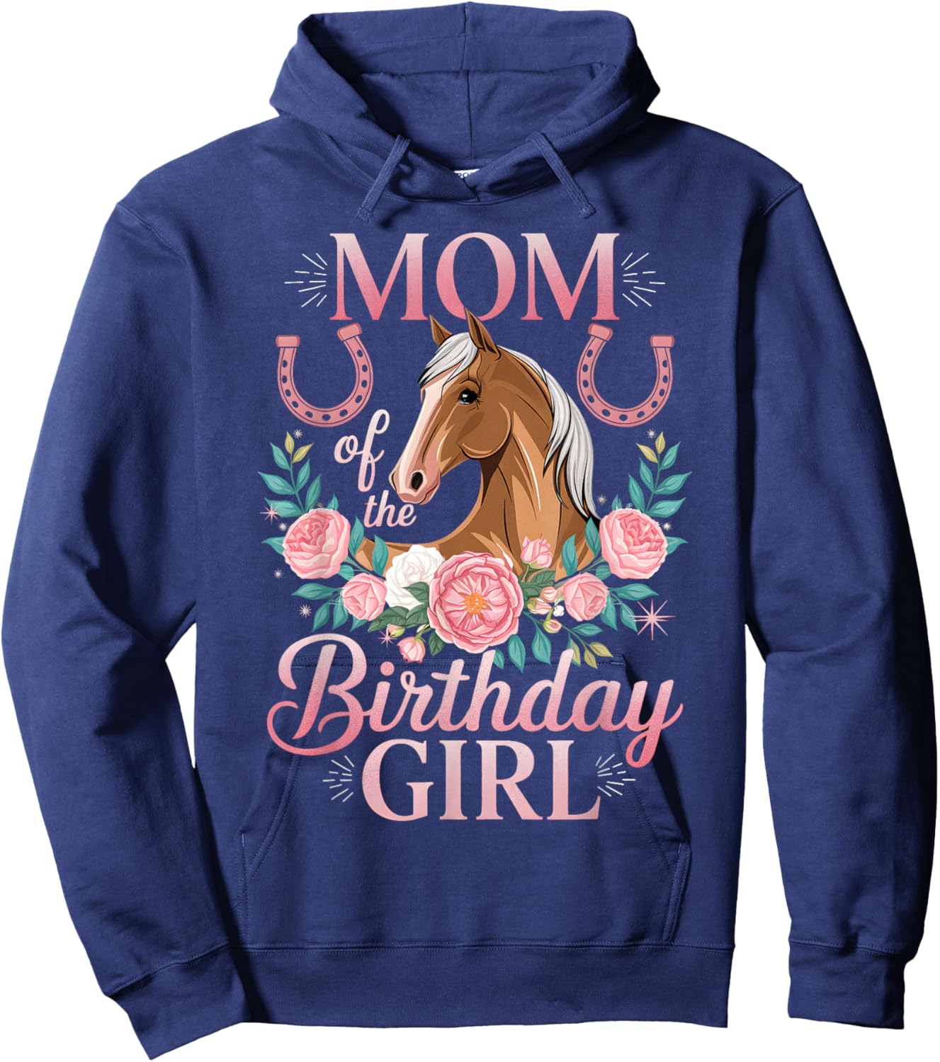 Cute Horse Face Floral Daughter Girl Birthday Mom Women Hoodie - Hoodie | Navy