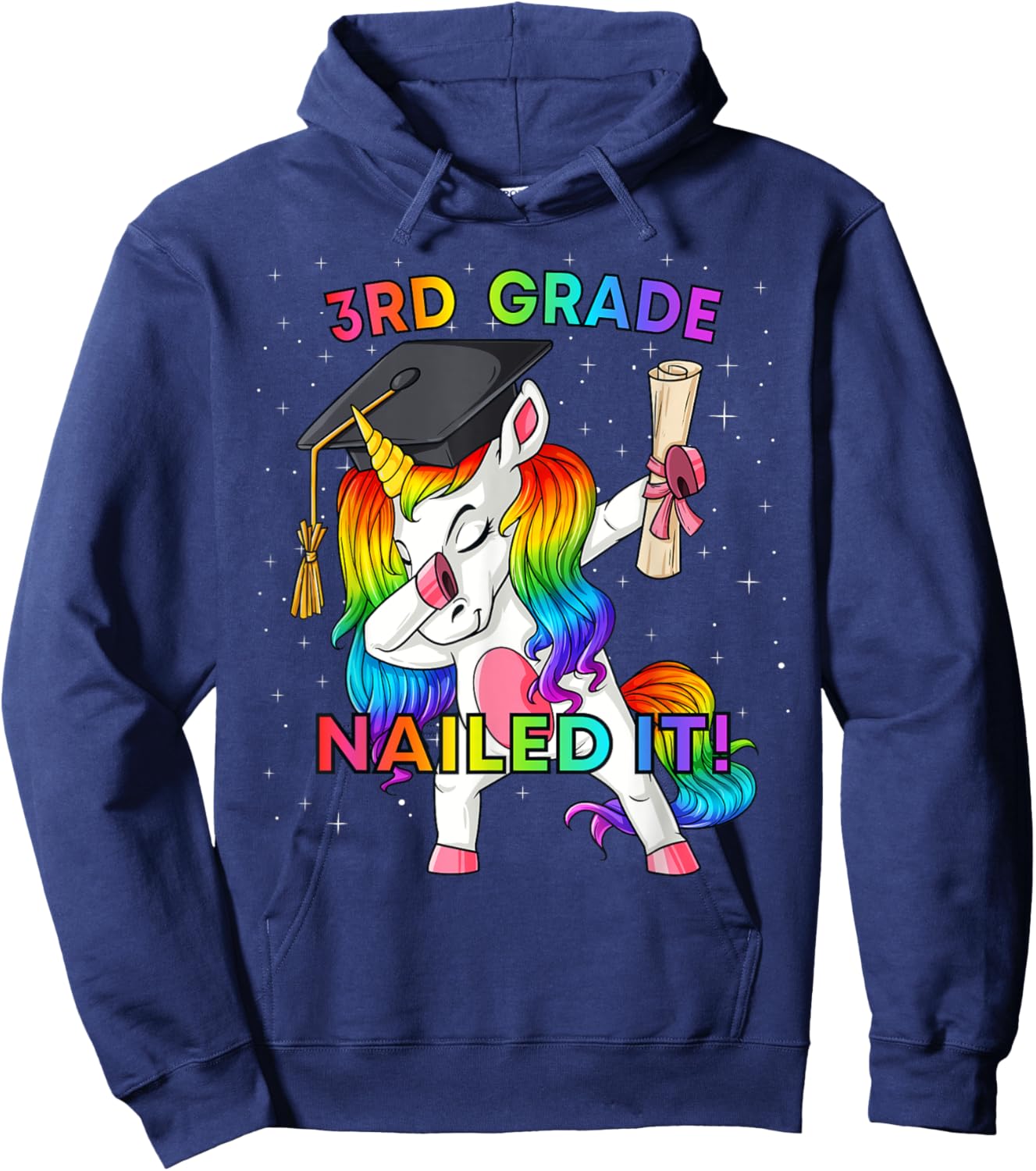 Dabbing Unicorn 3rd Grade Nailed It Graduation Girls Kids Hoodie - Hoodie | Navy