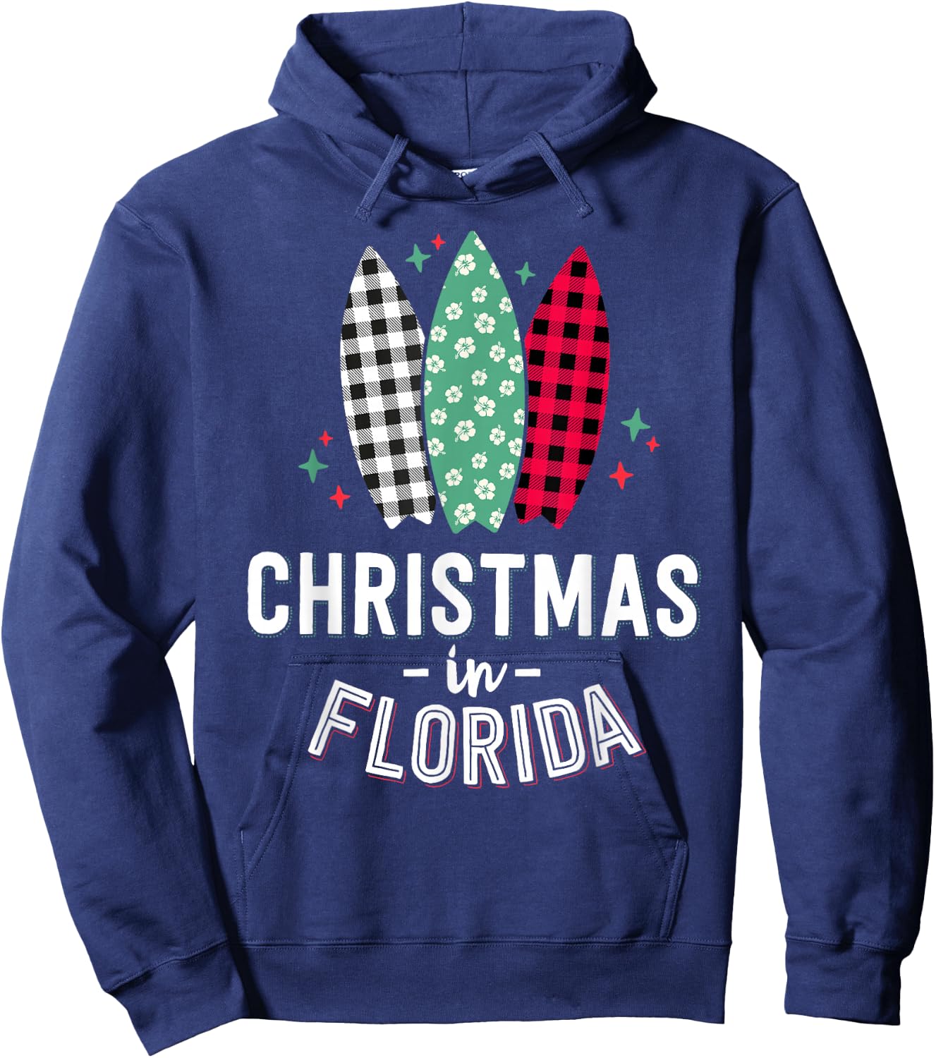 Christmas in Florida Family Vacation Tropical Beach Xmas Women Kids Hoodie - Hoodie | Navy