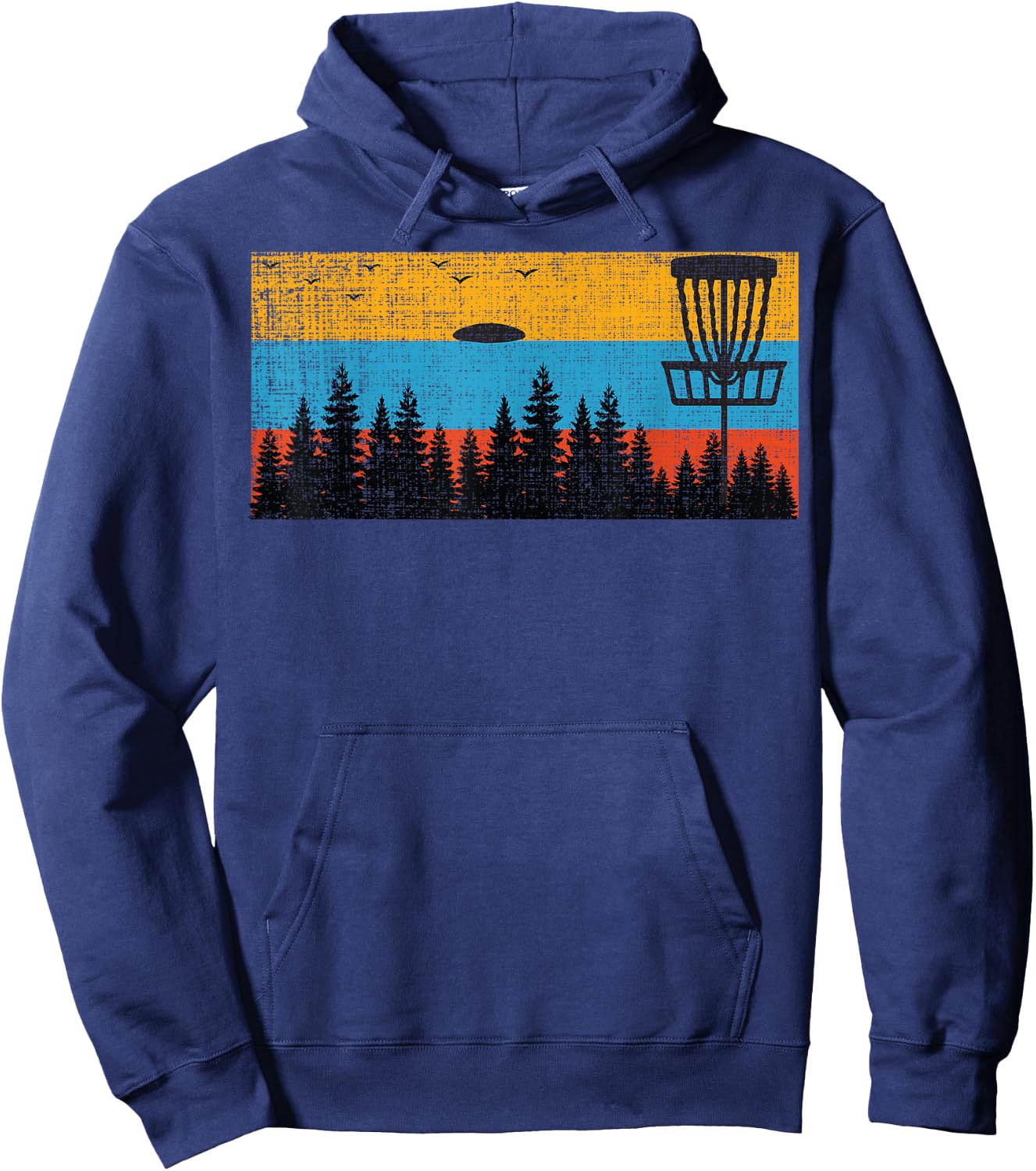 Retro Disc Golf Frolf Frisbee Vintage 70s 80s Style Hoodie - Hoodie | Navy
