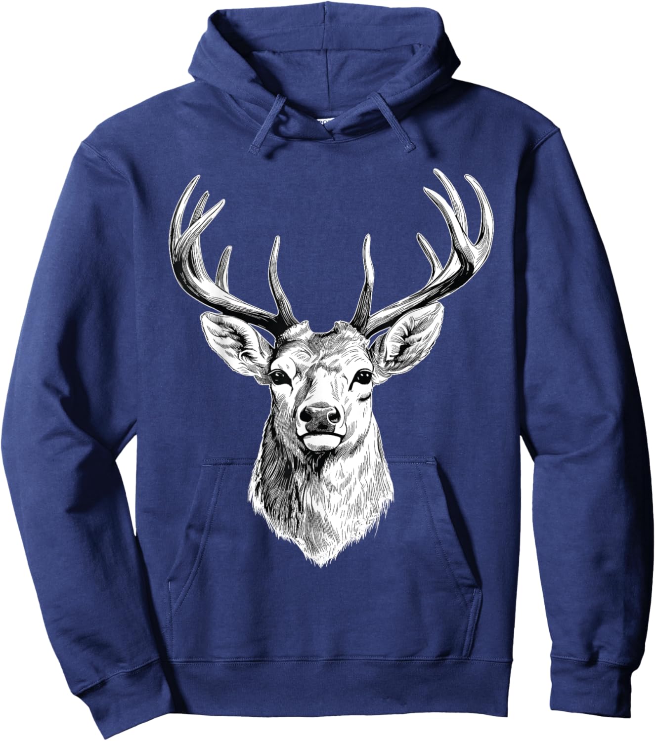 Artistic Deer Drawing - Antler Nature Animal Forest Lover Hoodie - Hoodie | Navy