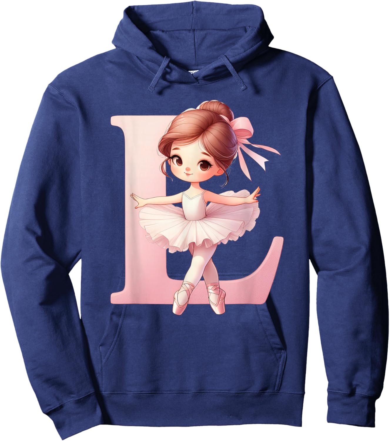 Ballerina Girl Dancing Name First Letter L Girly Tutu Ballet Hoodie - Hoodie | Navy