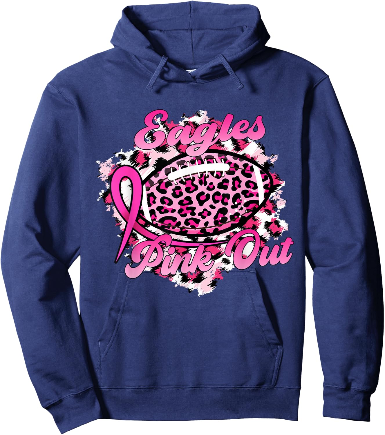 In October We Wear Pink Eagles Pink Out Hoodie - Hoodie | Navy