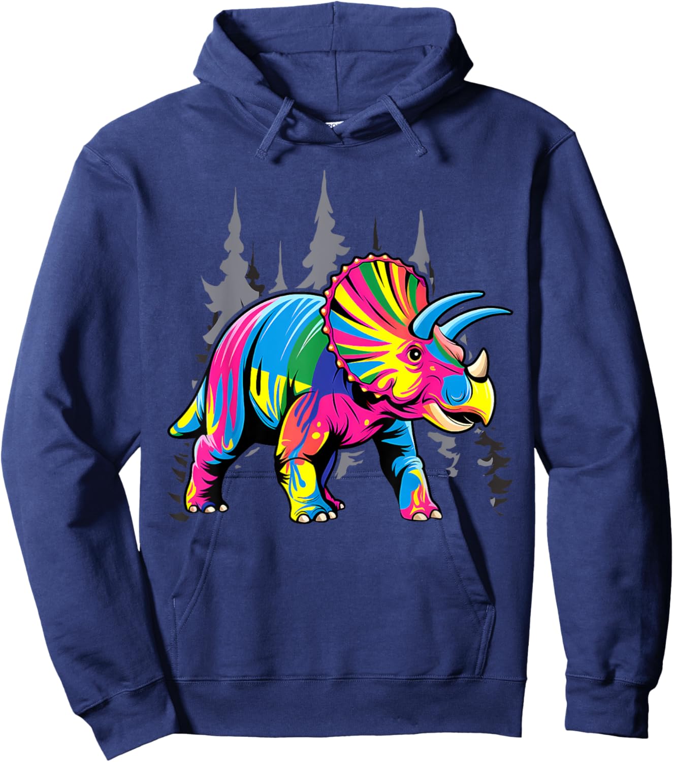 Tie Dye Triceratops Tie Dyed Dinosaur Prehistoric Dino Hoodie - Hoodie | Navy