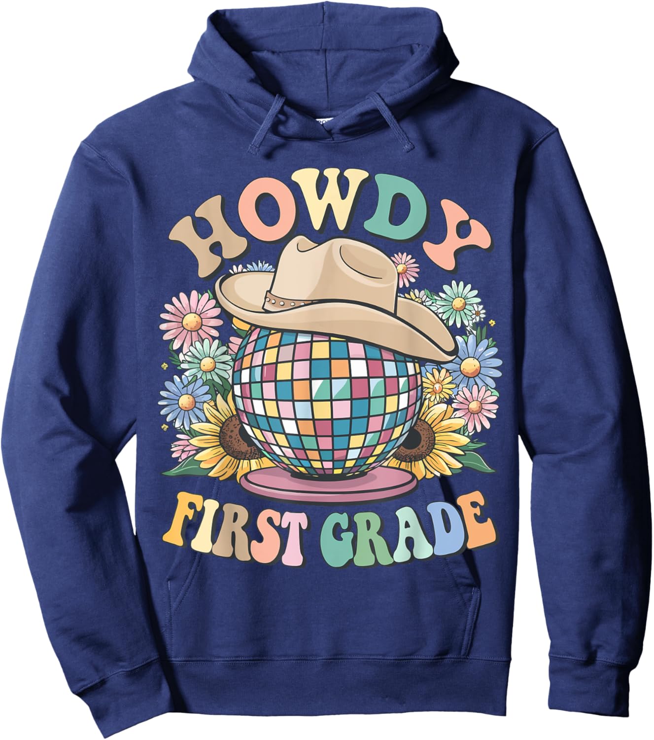 Howdy First Grade Cowgirl Country 1st Grade Back to School Hoodie - Hoodie | Navy