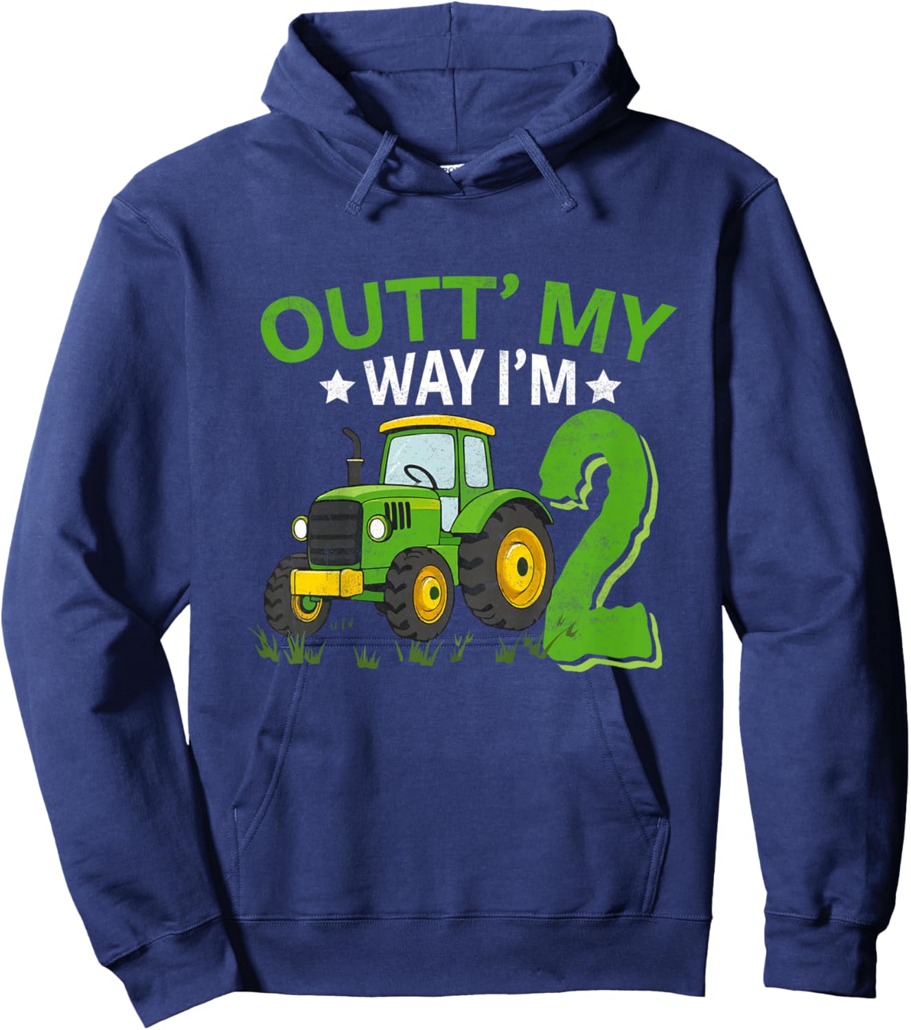 Kids Farm Tractor Boy 2nd Birthday 2 Year Old Toddler Birthday Hoodie - Hoodie | Navy