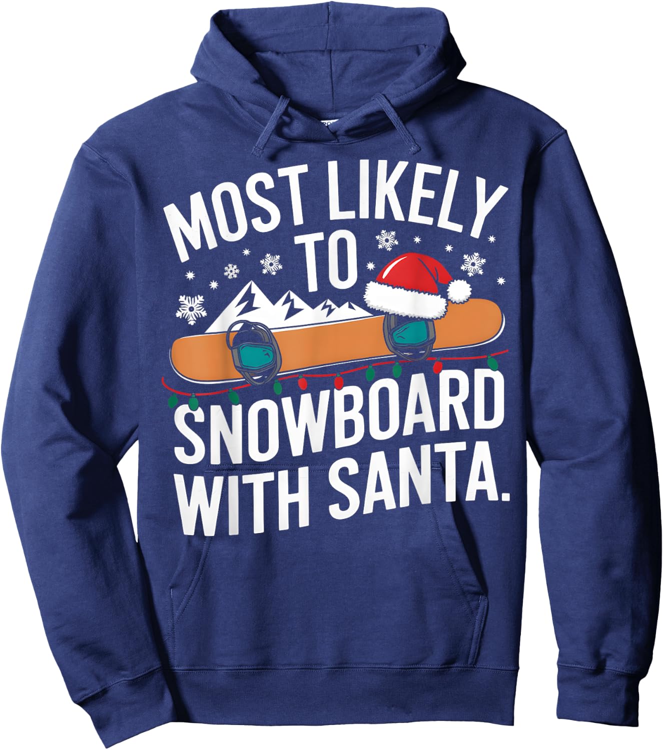 Santa Snowboarding Christmas Winter Sports Humor Pajamas Hoodie - Hoodie | Navy
