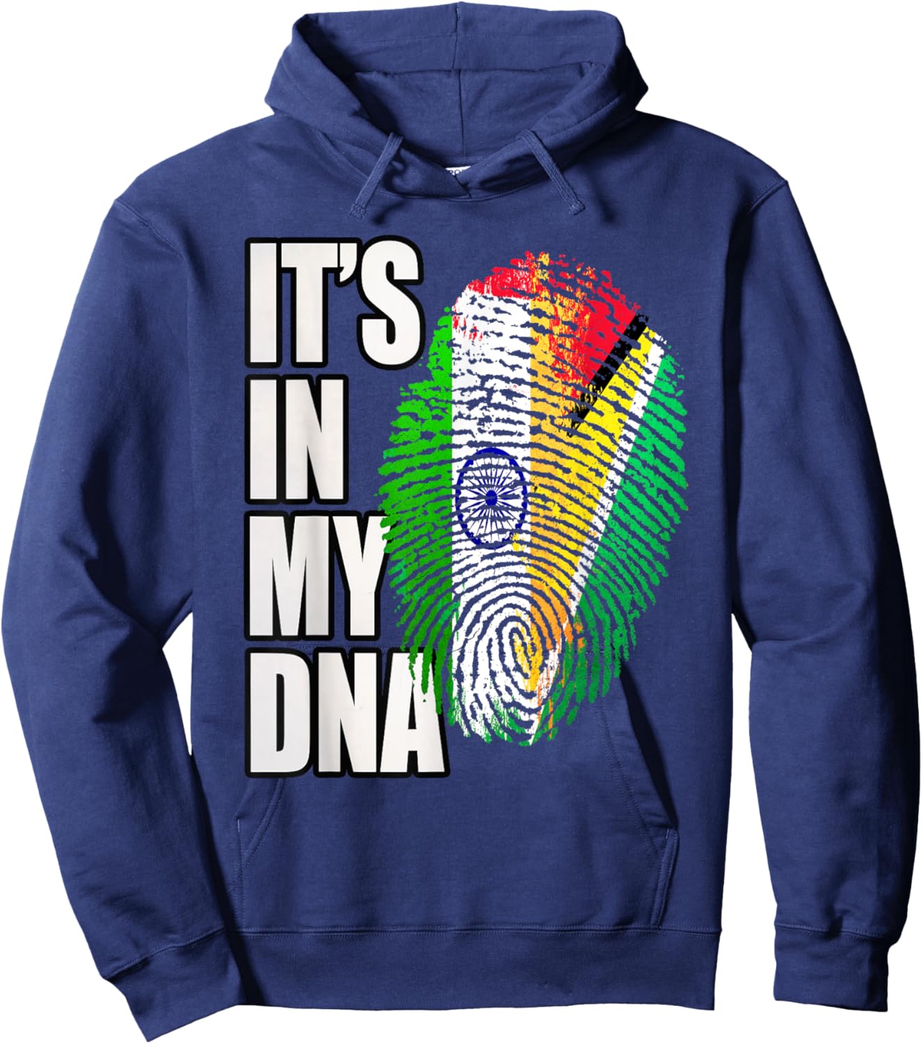 Guyanese and Indian DNA Heritage Flag Hoodie - Hoodie | Navy