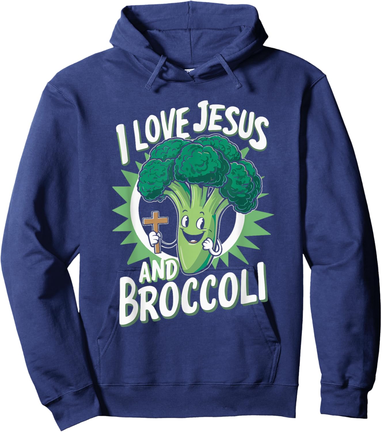 I Love Jesus And Broccoli Hoodie - Hoodie | Navy