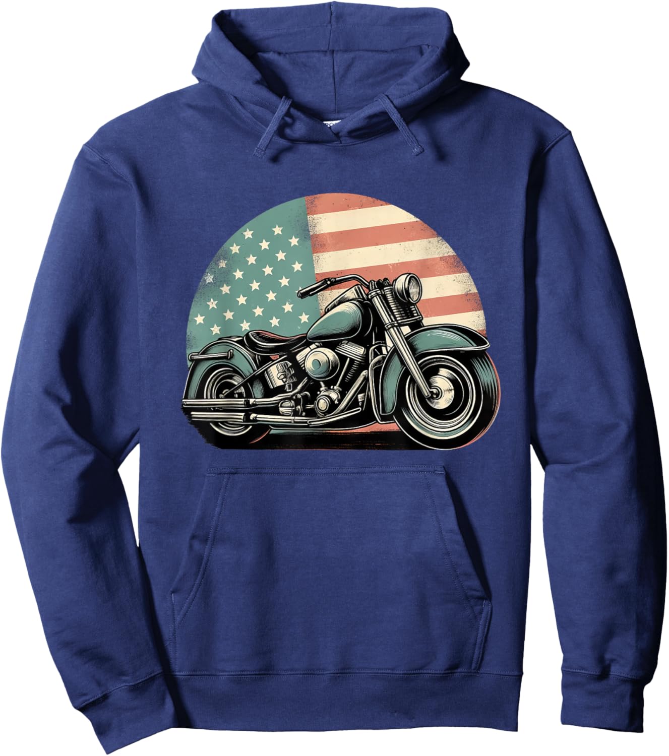 Motorcycle US American Flag Biker Motorbike Patriotic Kids Men Hoodie - Hoodie | Navy
