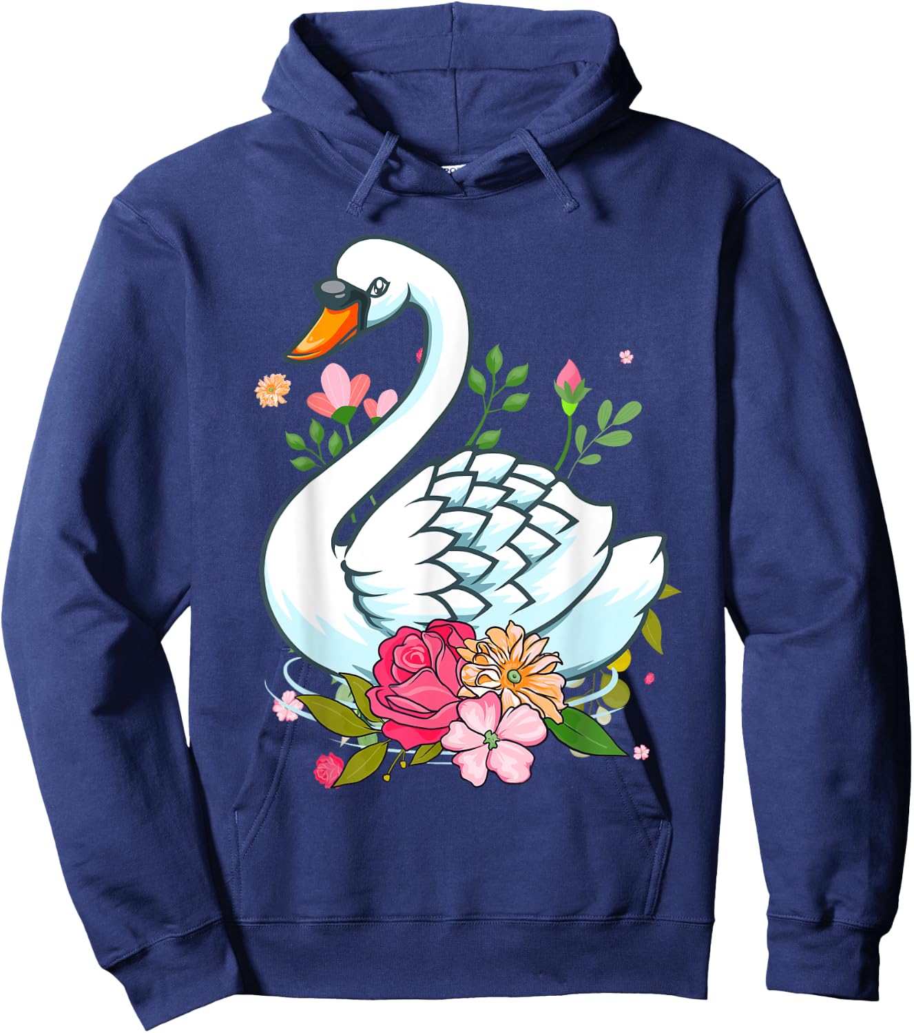Cool Swan Girls Swans Floral Waterfowl Bird Flower Hoodie - Hoodie | Navy