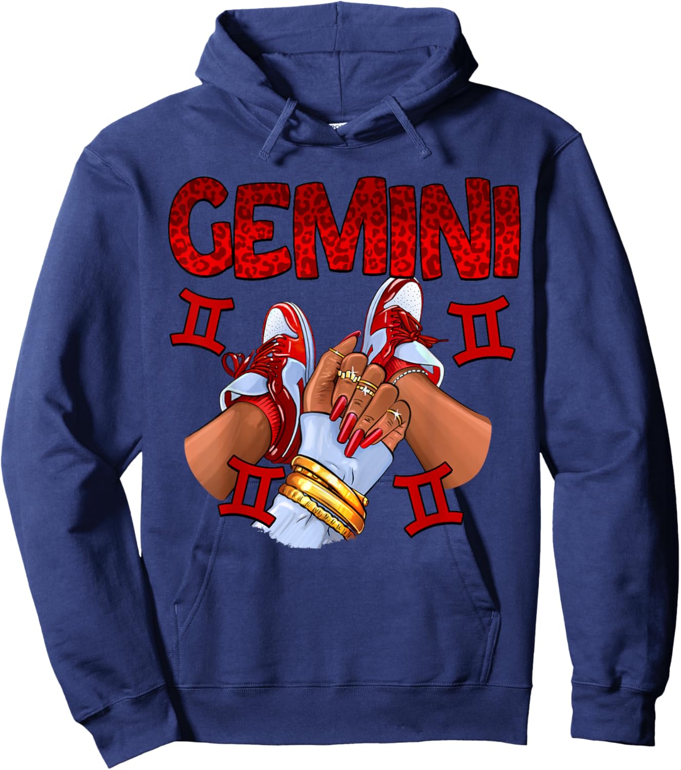 Gemini Queen Birthday Women Sneakers Zodiac Sign Bday Hoodie - Hoodie | Navy