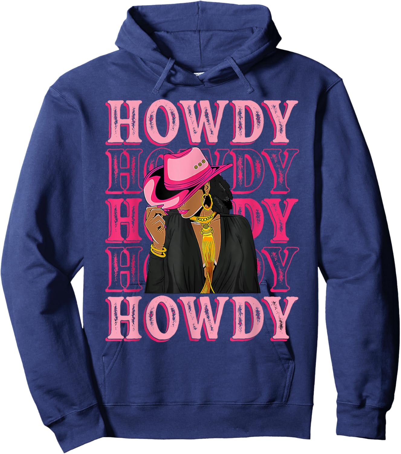 Southern Western Howdy Black Cowgirl African American Women Hoodie - Hoodie | Navy