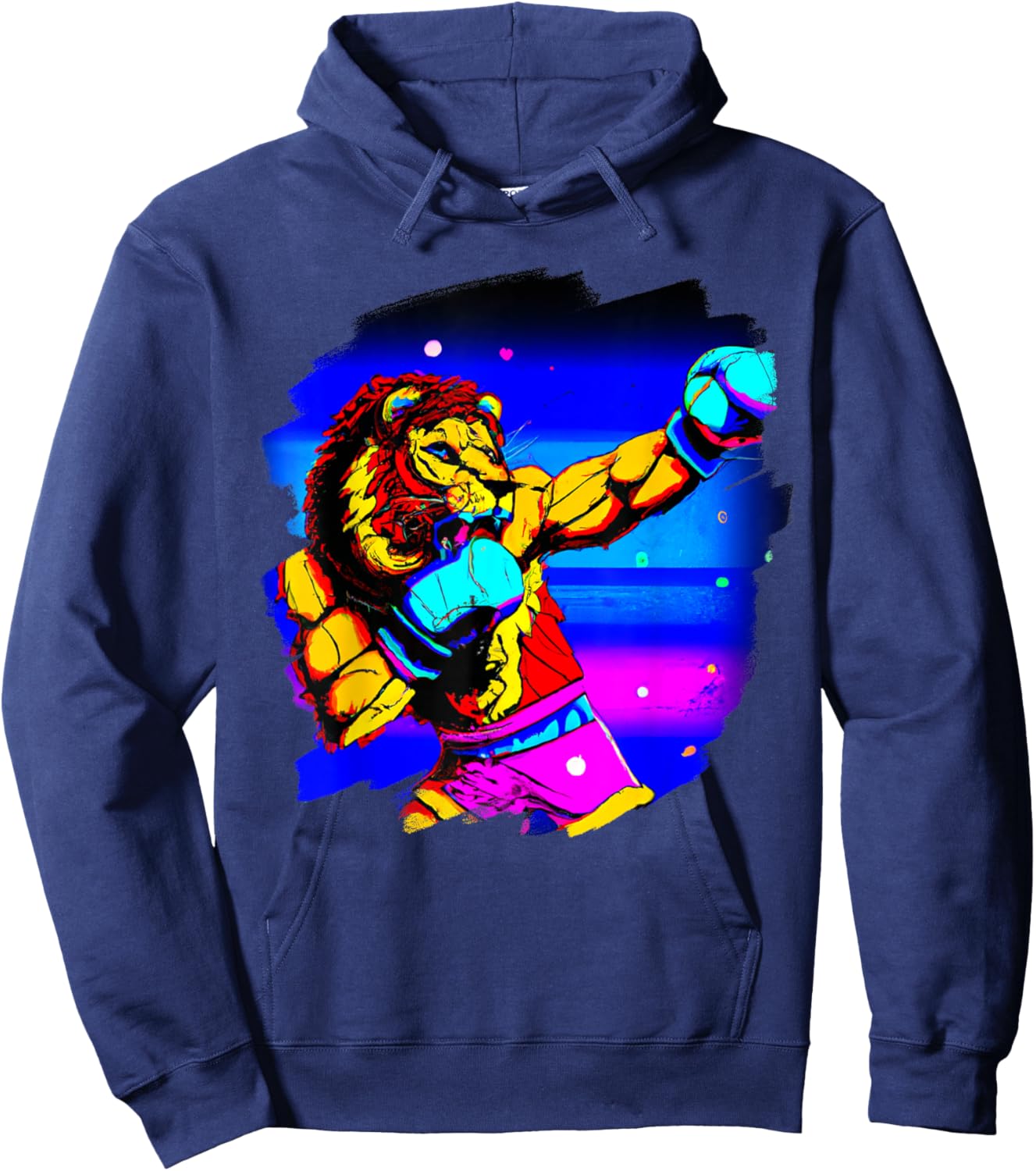 Lion Boxing Cool Funny Lion Boxing Boxer Hoodie - Hoodie | Navy