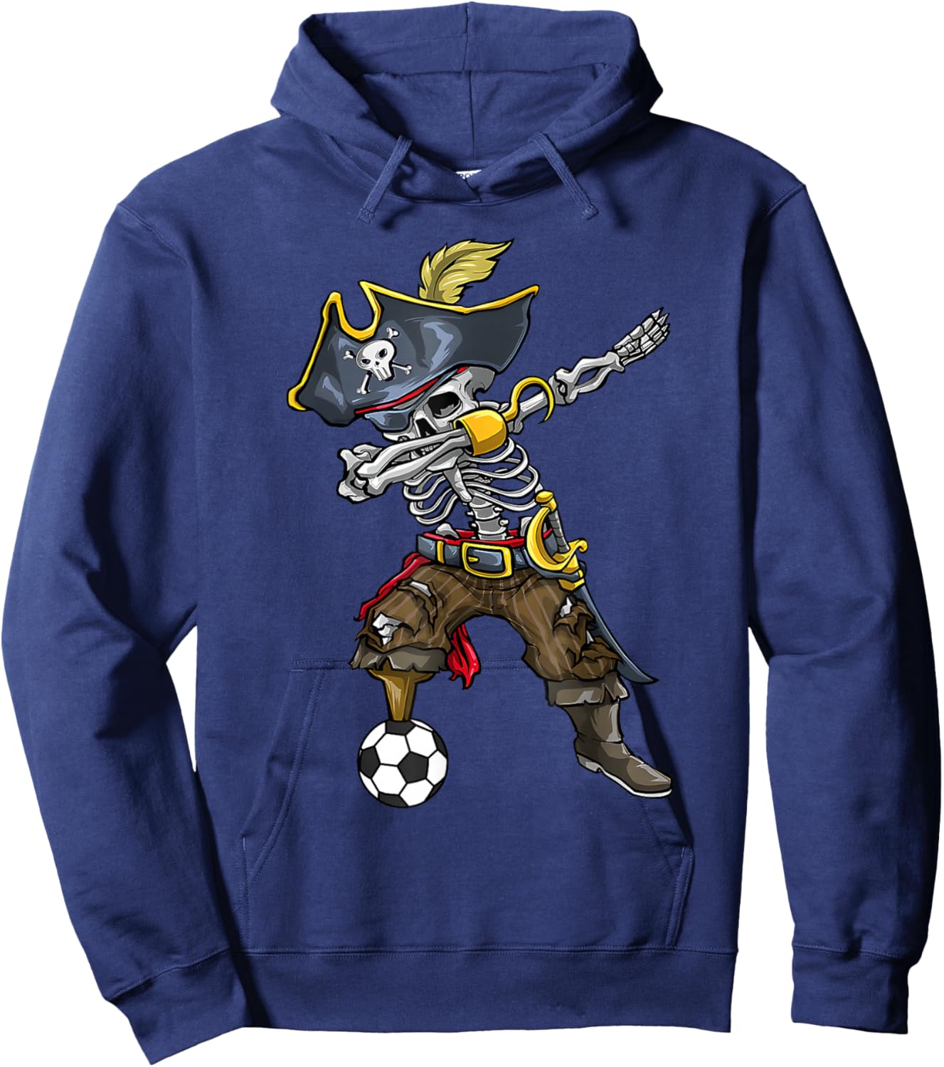 Dabbing Skeleton Pirate Soccer Lover Halloween Costume Hoodie - Hoodie | Navy