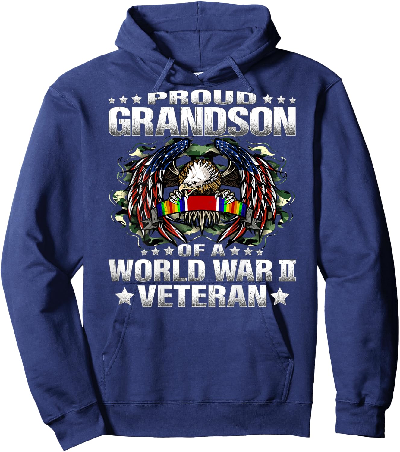 Proud Grandson Of A World War 2 Veteran Military Vets Family Hoodie - Hoodie | Navy