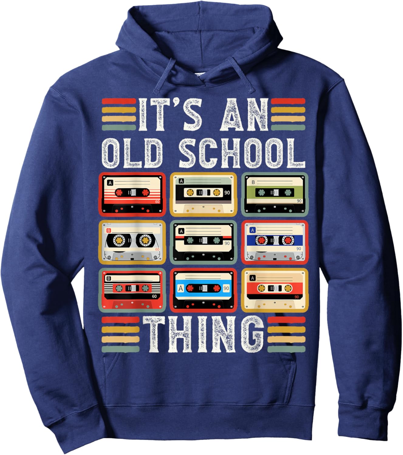 Retro Cassette Tape Music 80s 90s Men Women Boys Hoodie - Hoodie | Navy